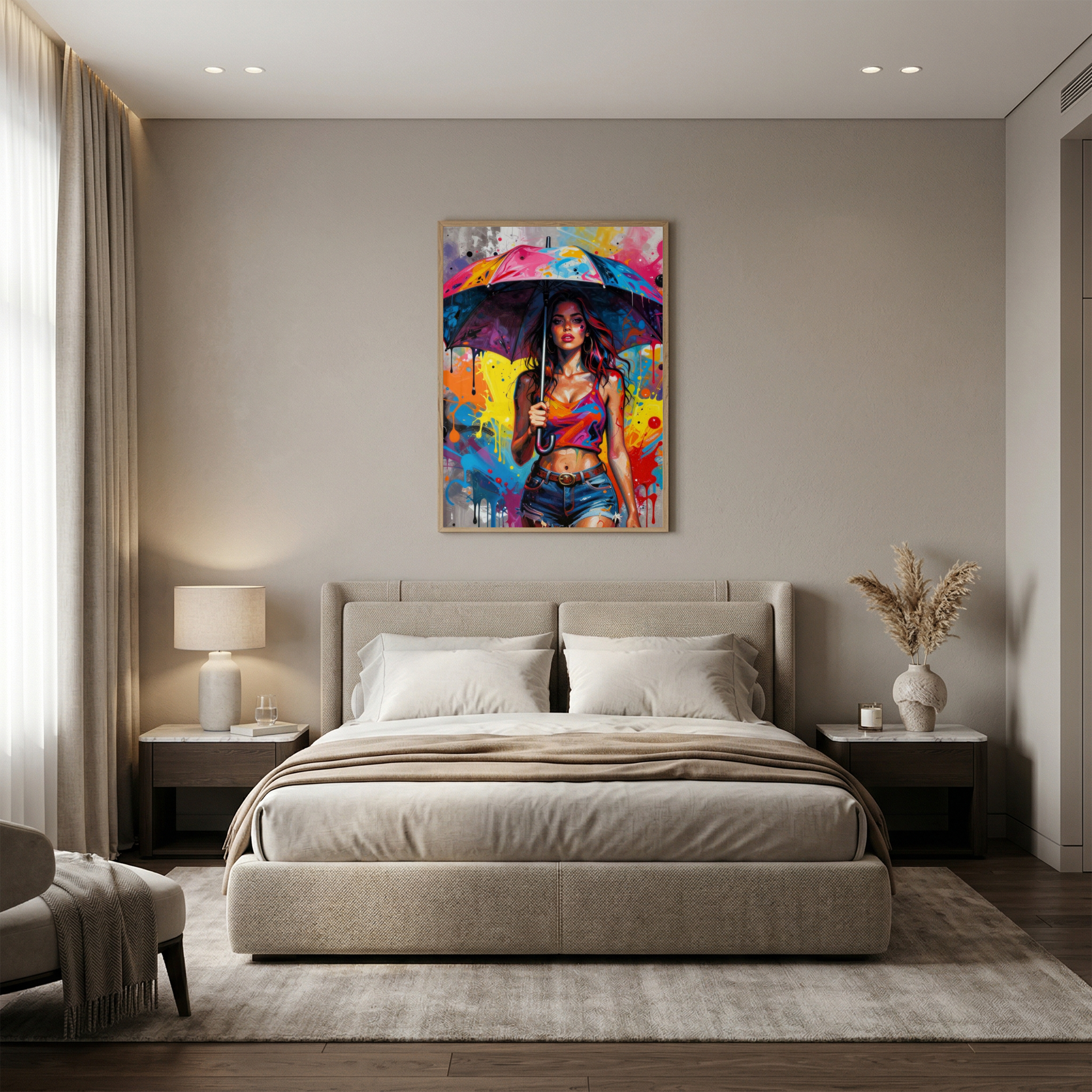 Colour Splash Girl – Pop Art Umbrella Digital Art Print