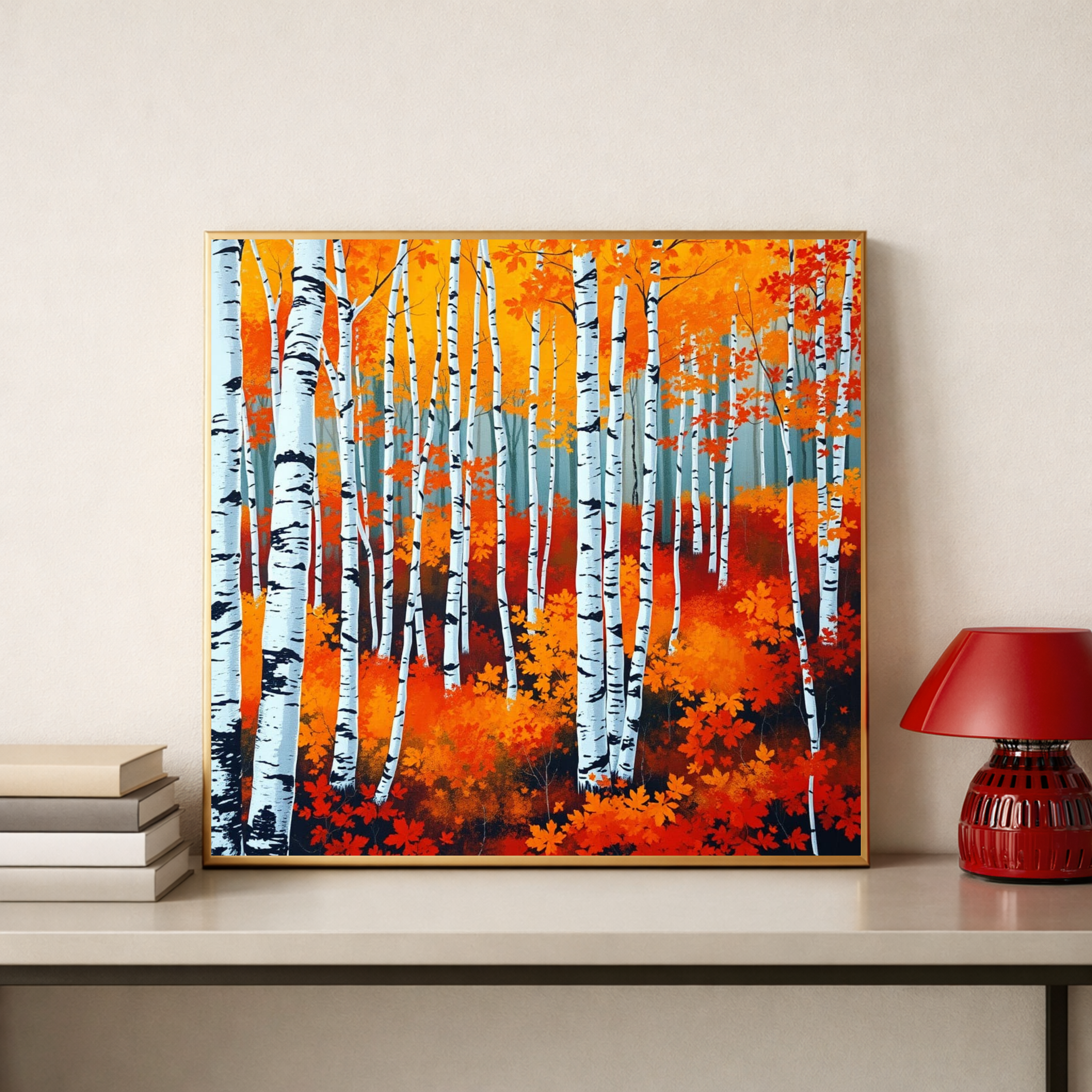 Autumn Birch Forest — Digital Art Print