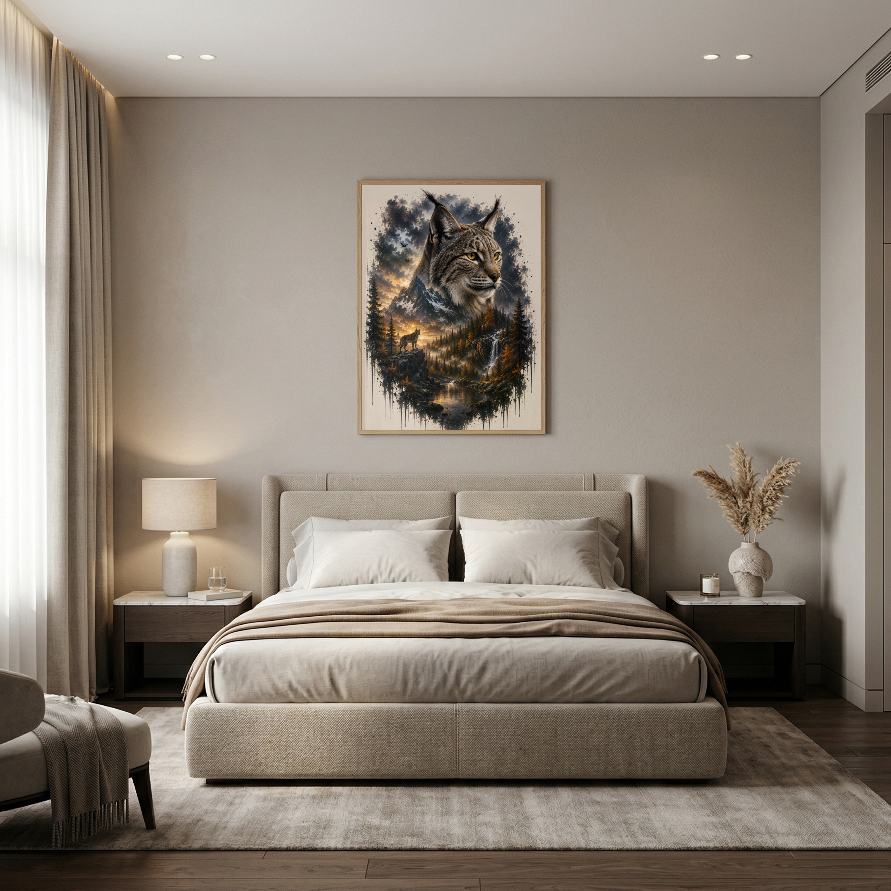 Lynx at Twilight – Mystical Wildlife Digital Art Print