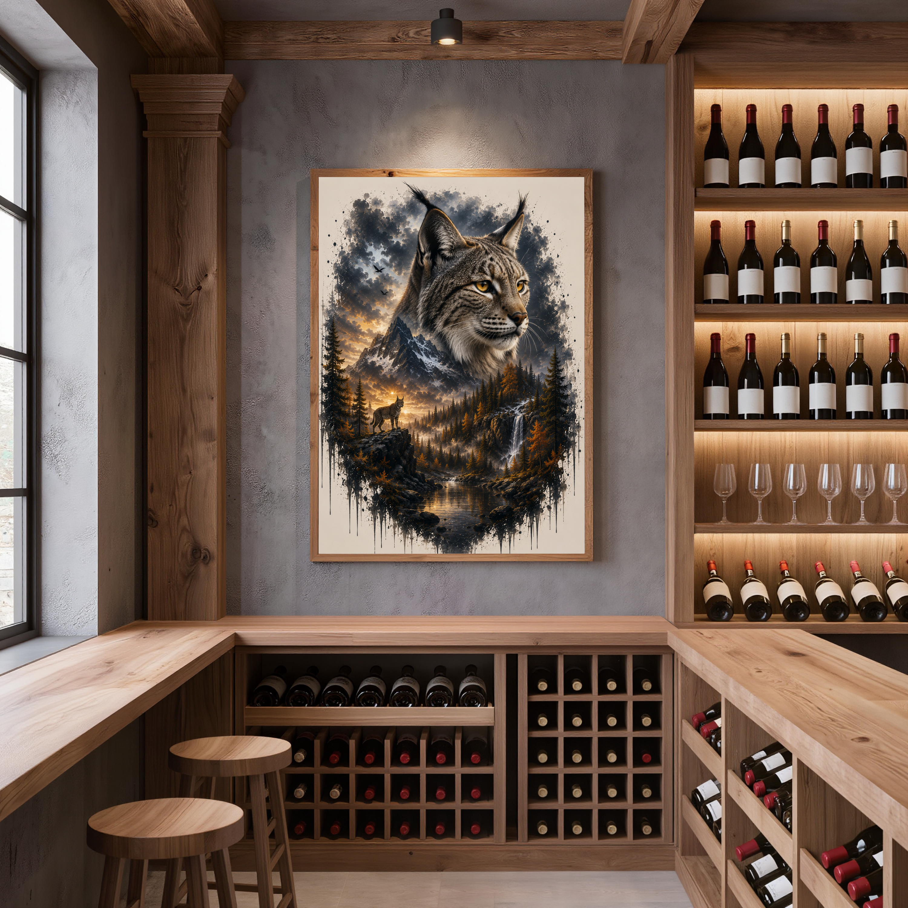 Lynx at Twilight – Mystical Wildlife Digital Art Print