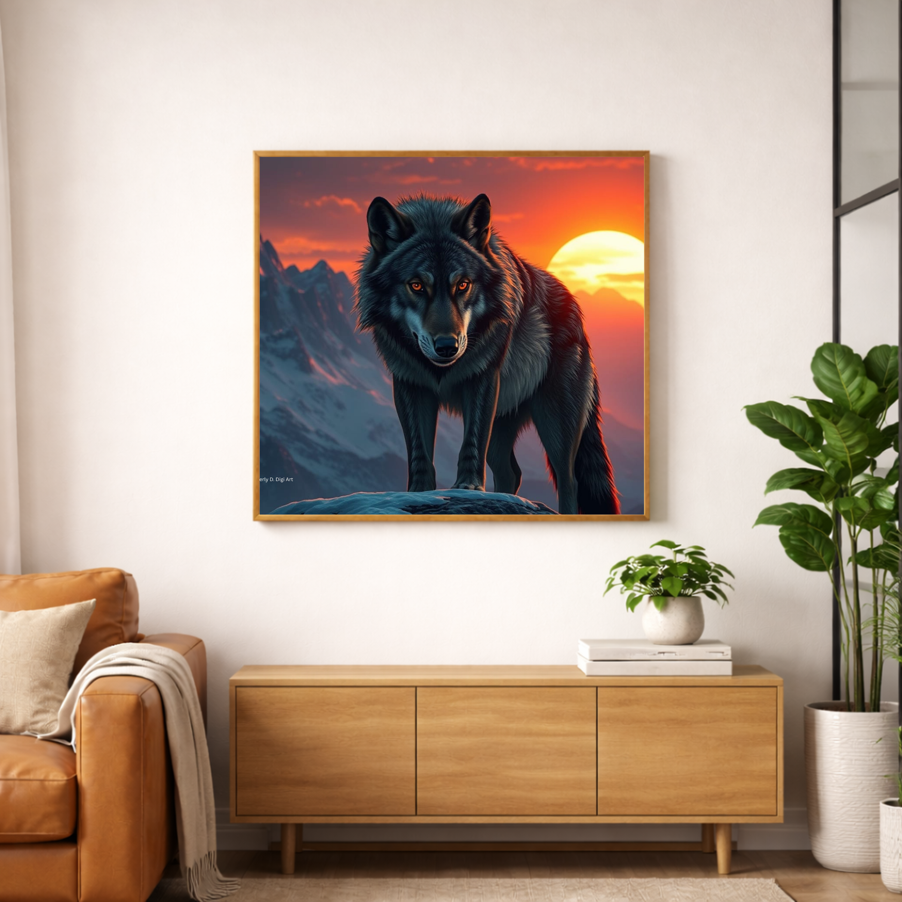 Wolf at Sunset – Digital Art Print