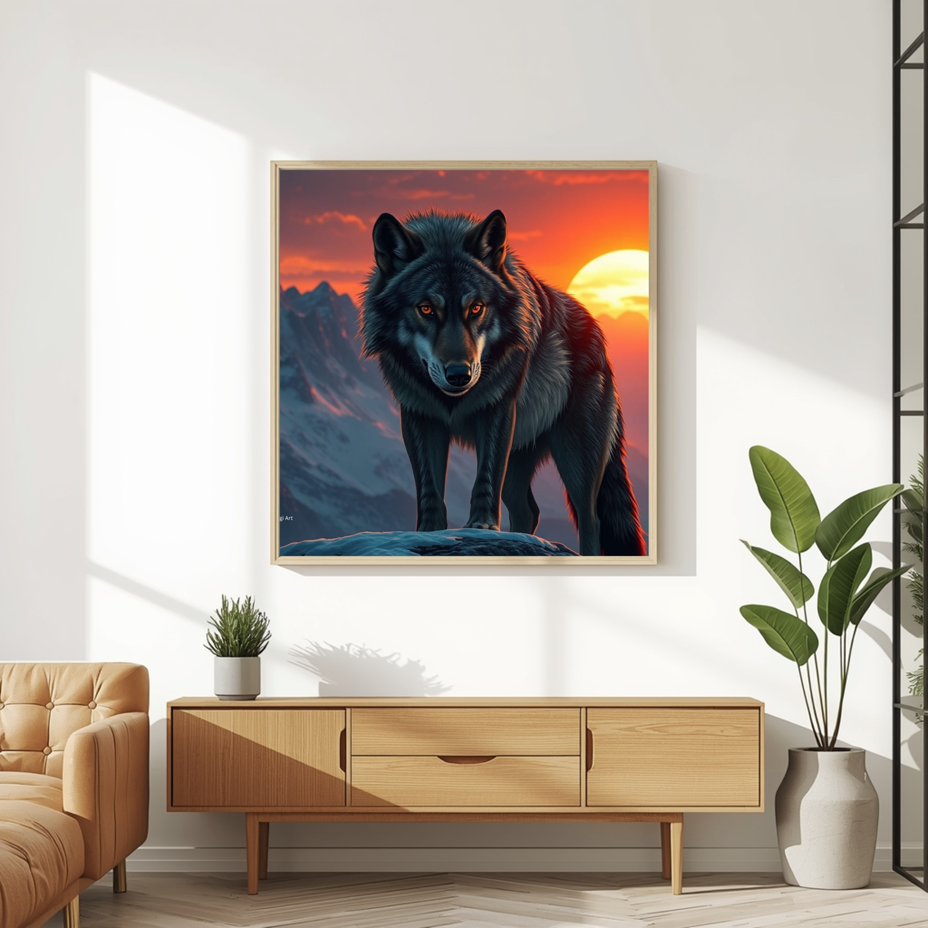 Wolf at Sunset – Digital Art Print
