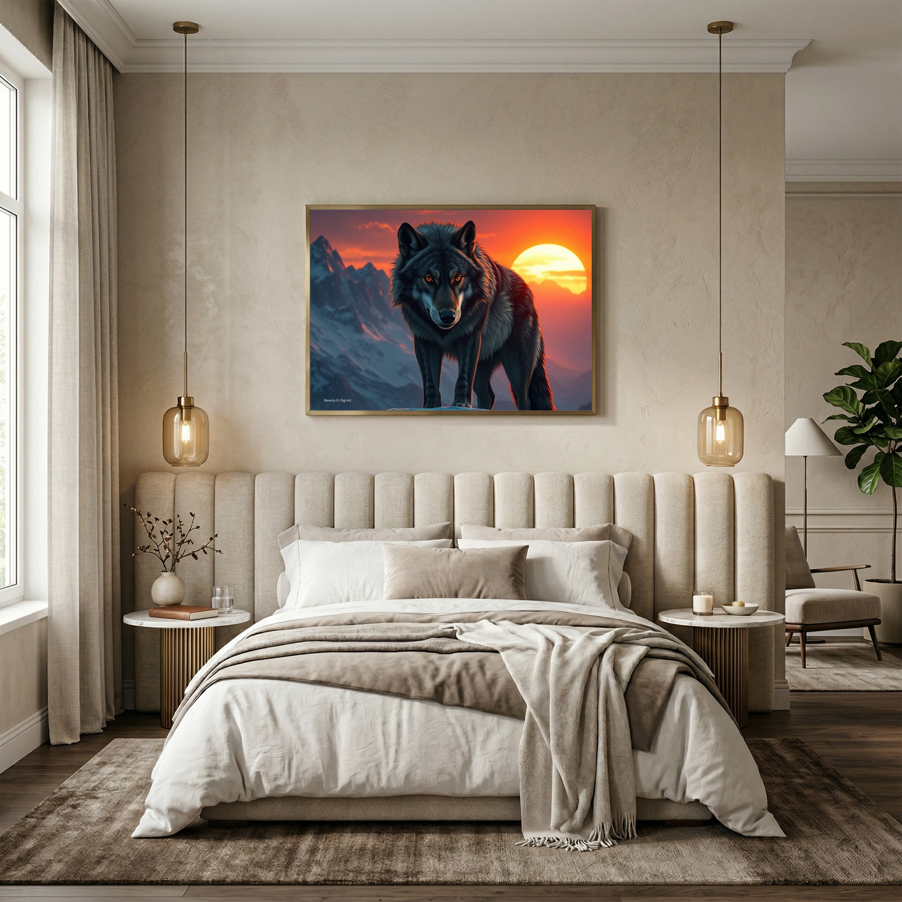 Wolf at Sunset – Digital Art Print