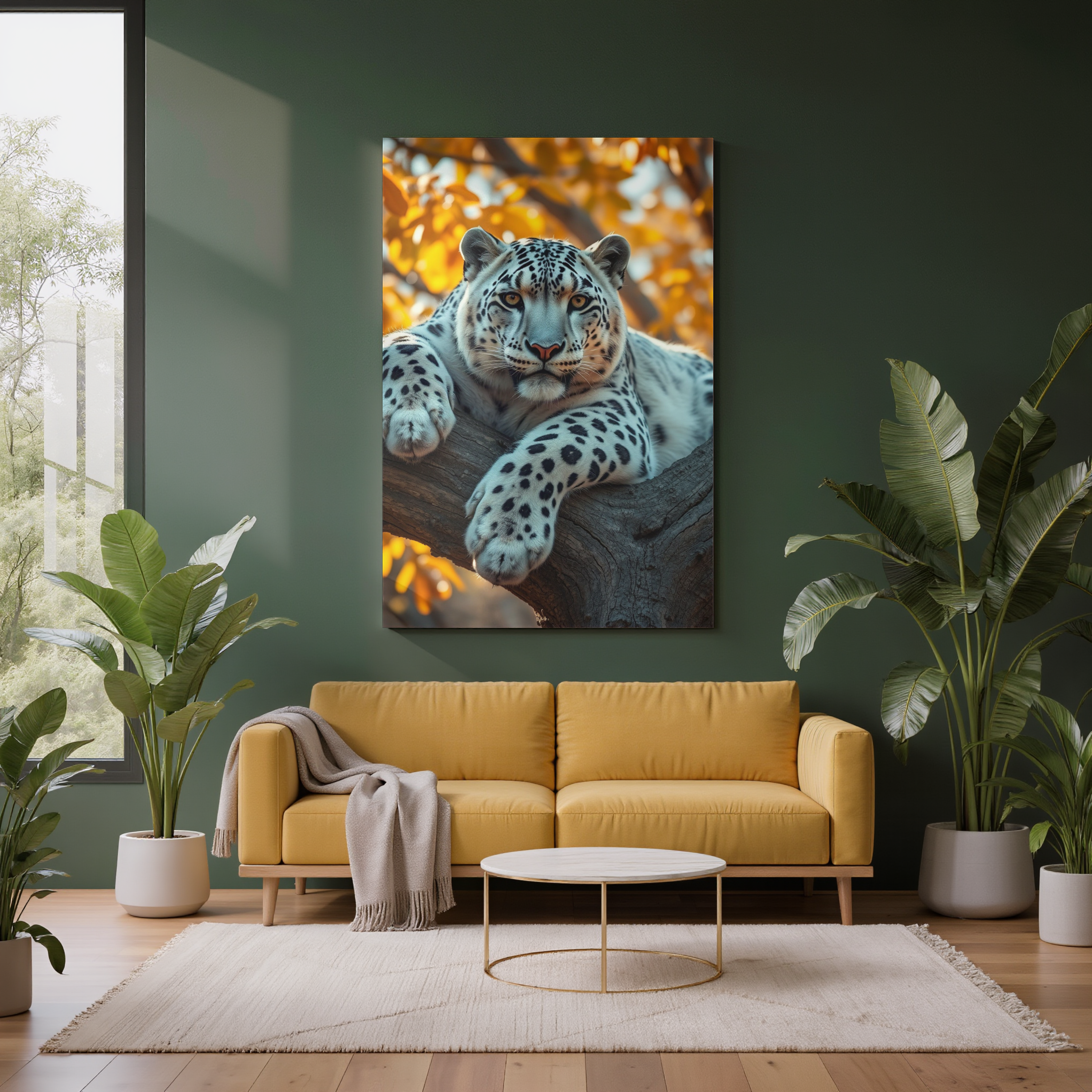 Golden Autumn Snow Leopard
