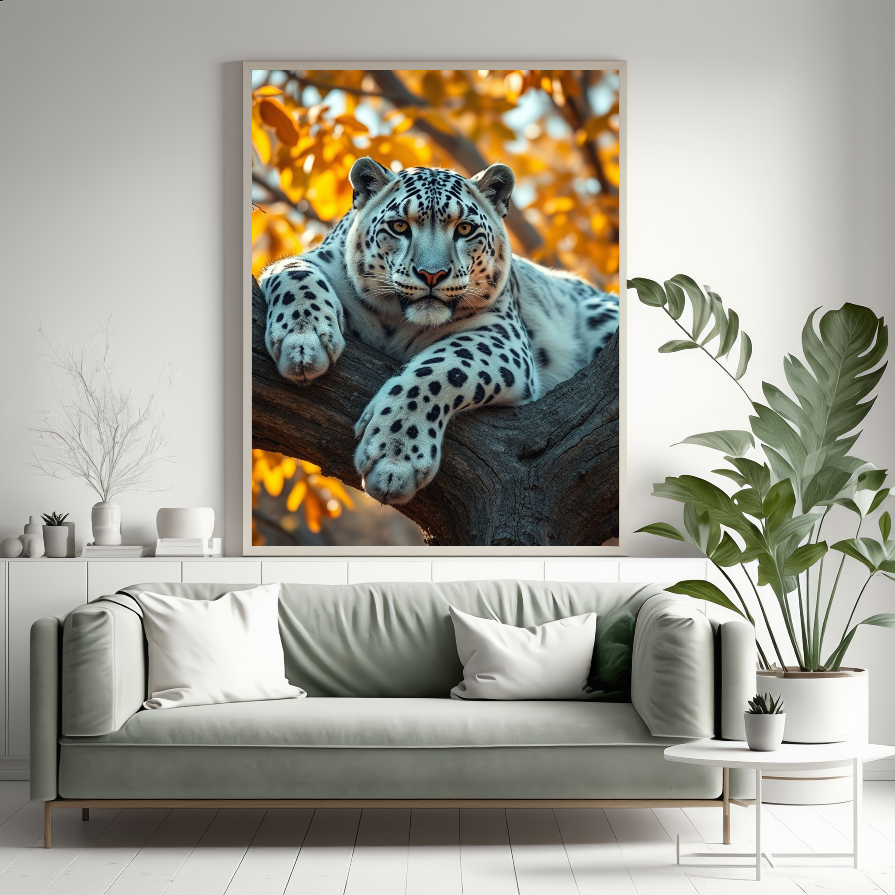 Golden Autumn Snow Leopard