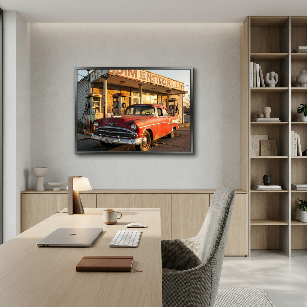 Eddie's General Store – Vintage Car & Rustic Countryside Digital Art Print