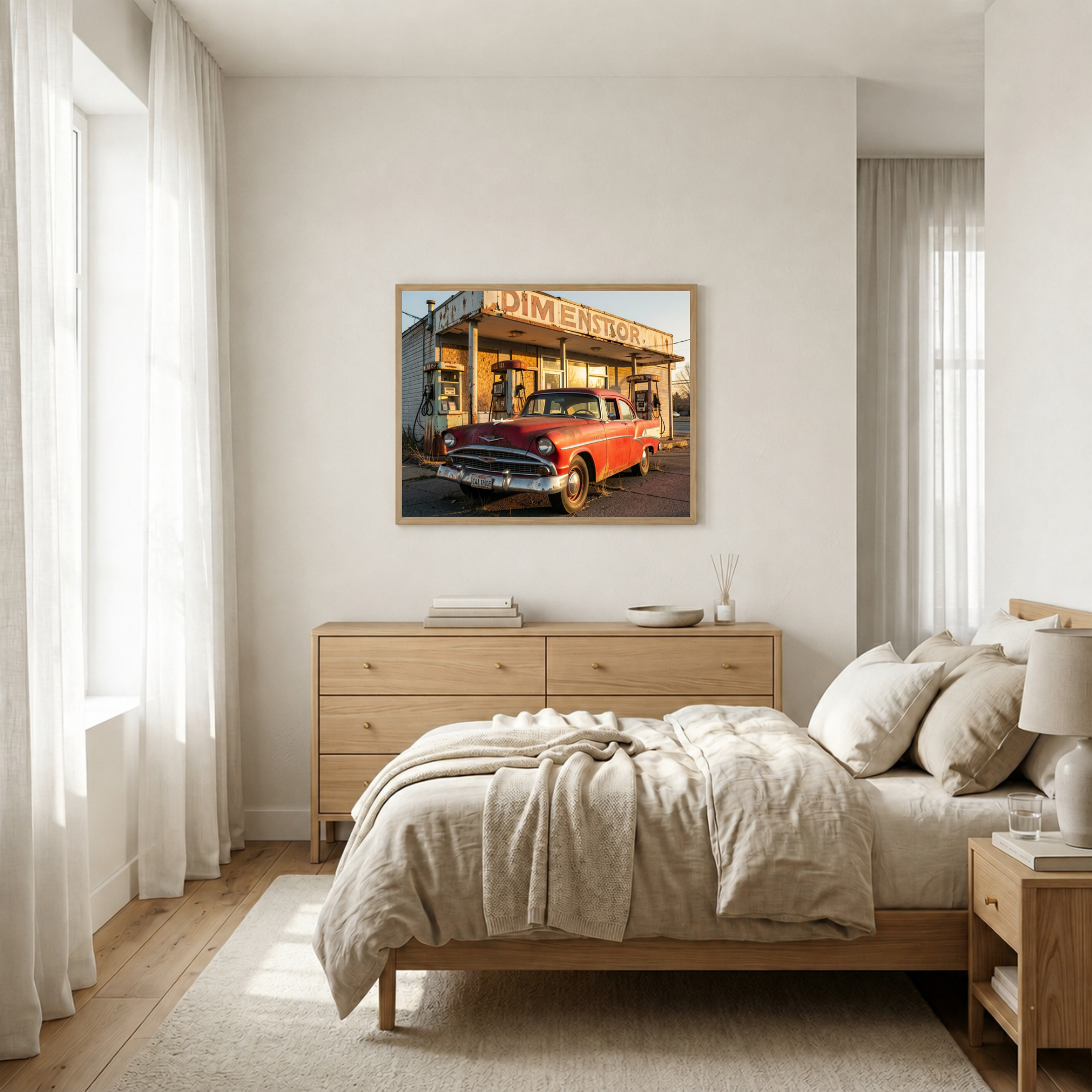 Eddie's General Store – Vintage Car & Rustic Countryside Digital Art Print