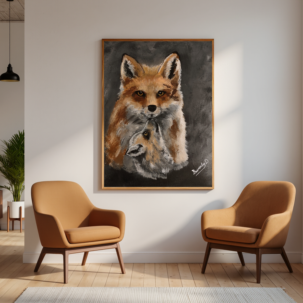 Red Fox Portrait – Original Hand-Painted Wildlife Digital Art Print