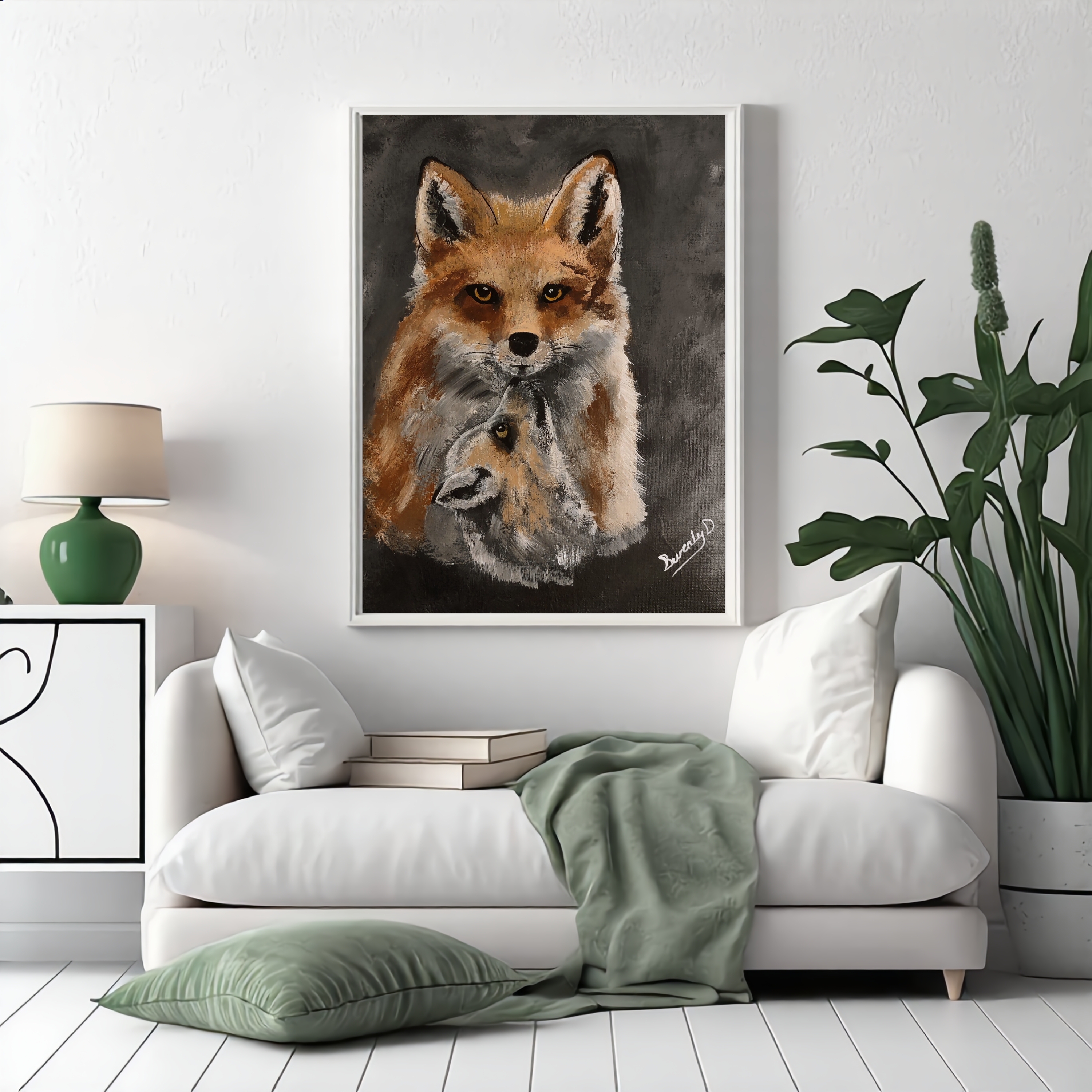 Red Fox Portrait – Original Hand-Painted Wildlife Digital Art Print