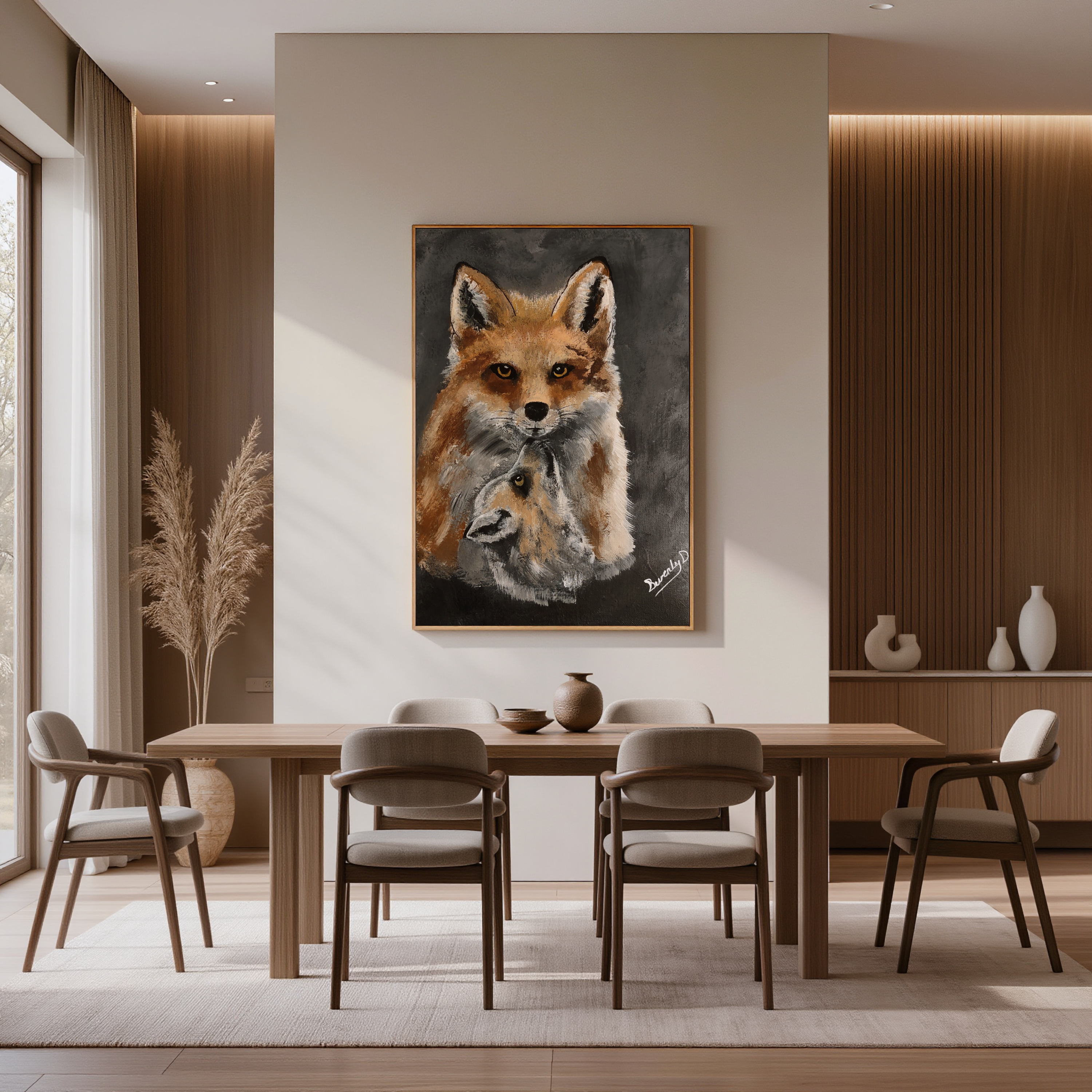 Red Fox Portrait – Original Hand-Painted Wildlife Digital Art Print