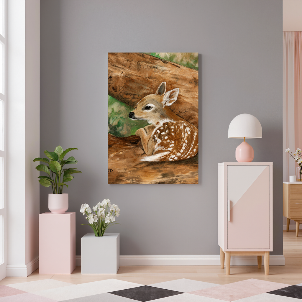 Woodland Fawn – Original Hand-Painted Wildlife Digital Art Print