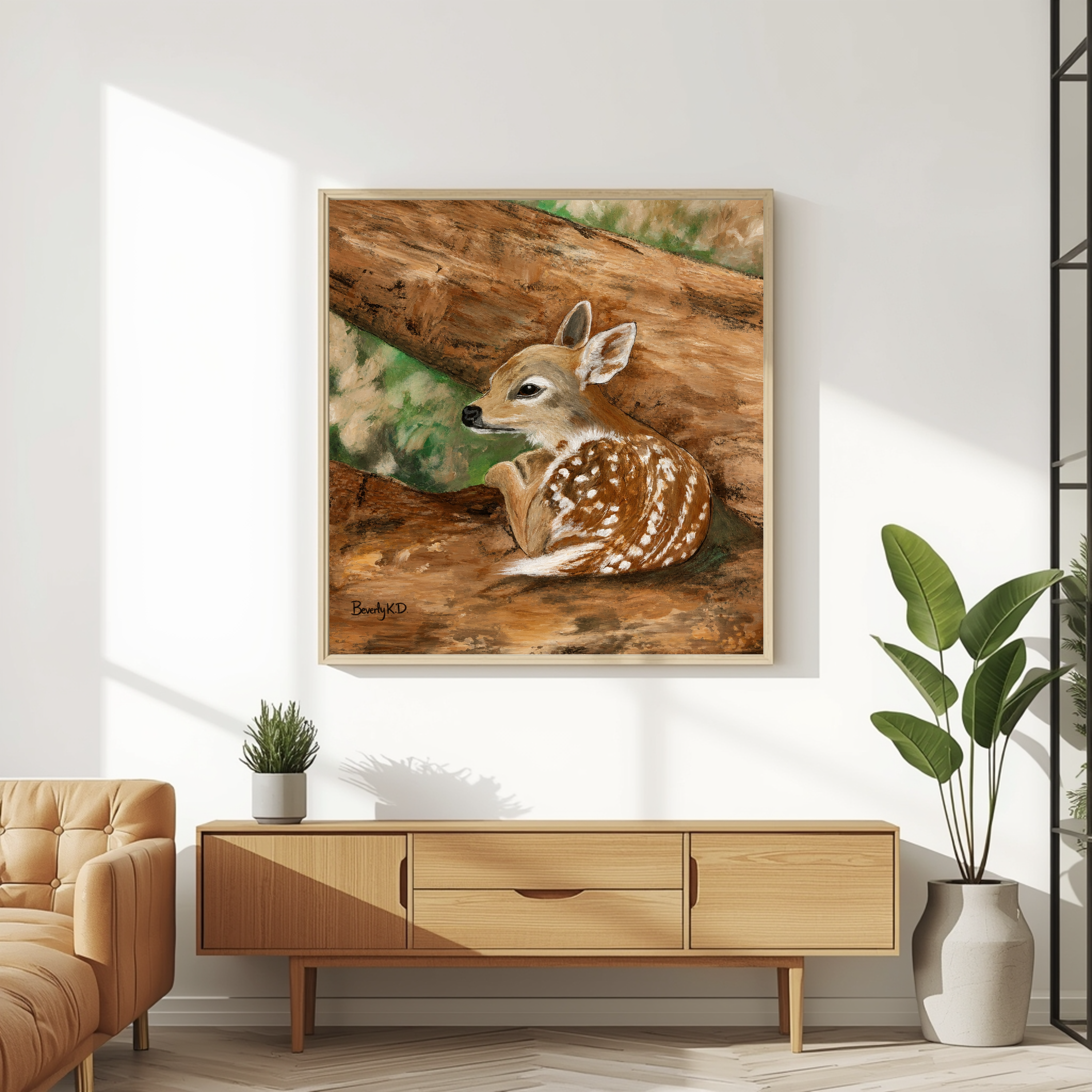 Woodland Fawn – Original Hand-Painted Wildlife Digital Art Print