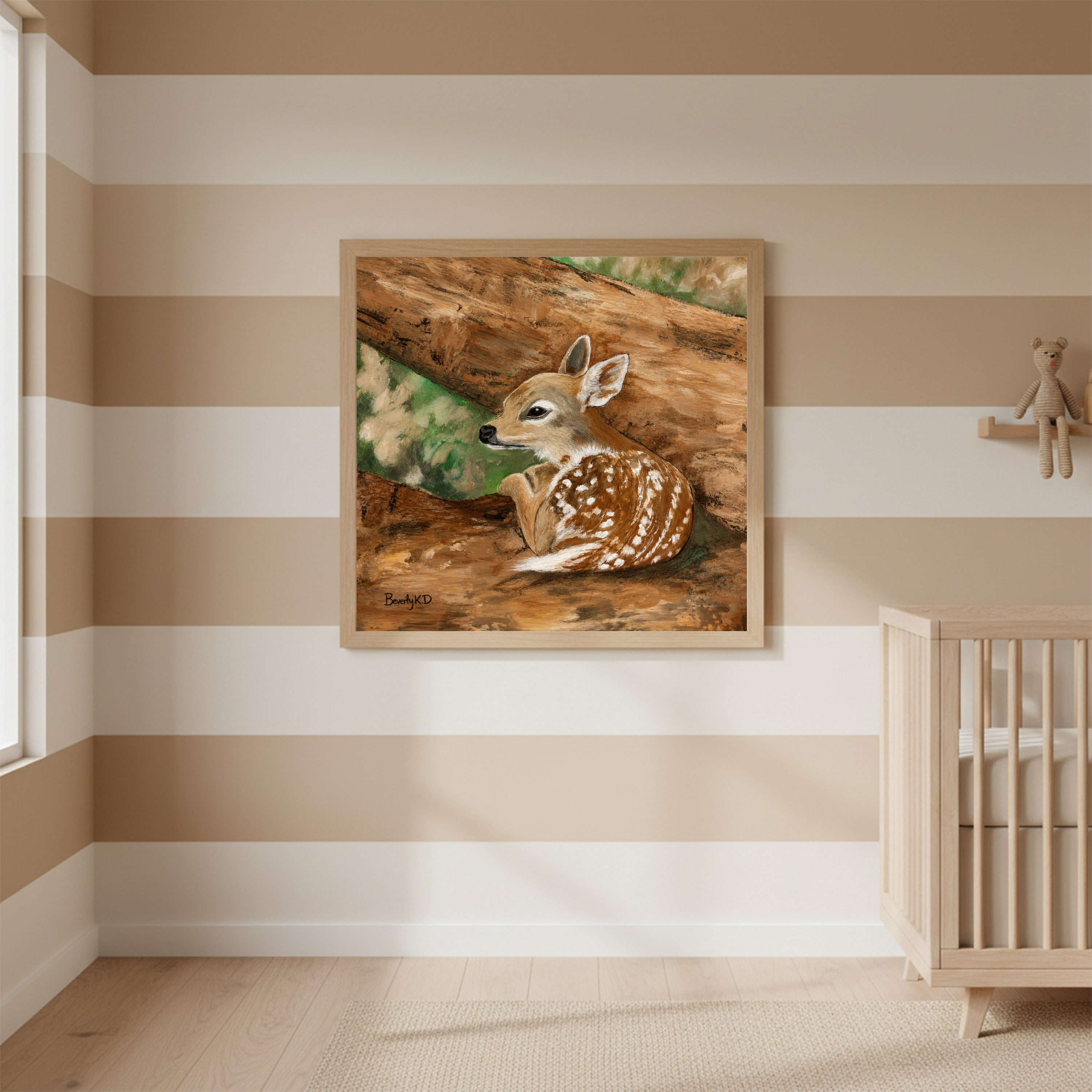 Woodland Fawn – Original Hand-Painted Wildlife Digital Art Print
