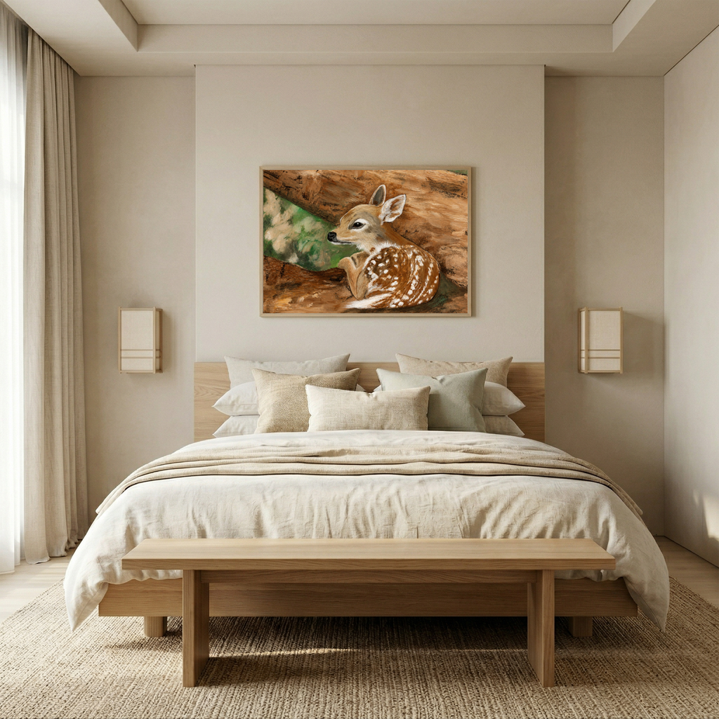Woodland Fawn – Original Hand-Painted Wildlife Digital Art Print