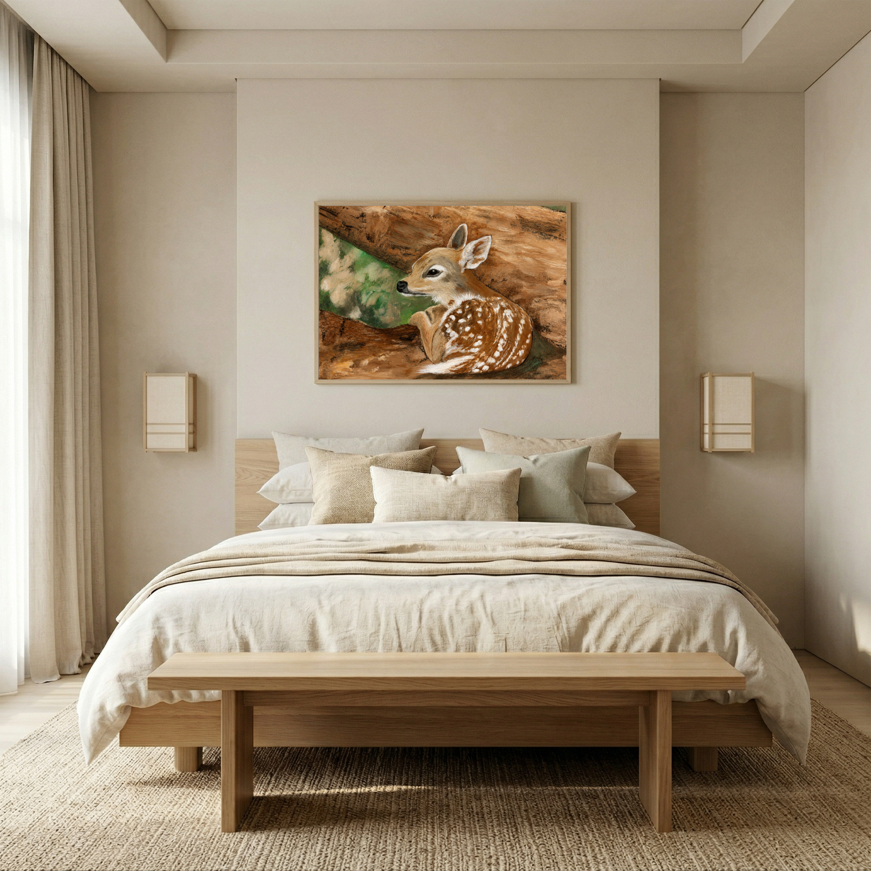 Woodland Fawn – Original Hand-Painted Wildlife Digital Art Print