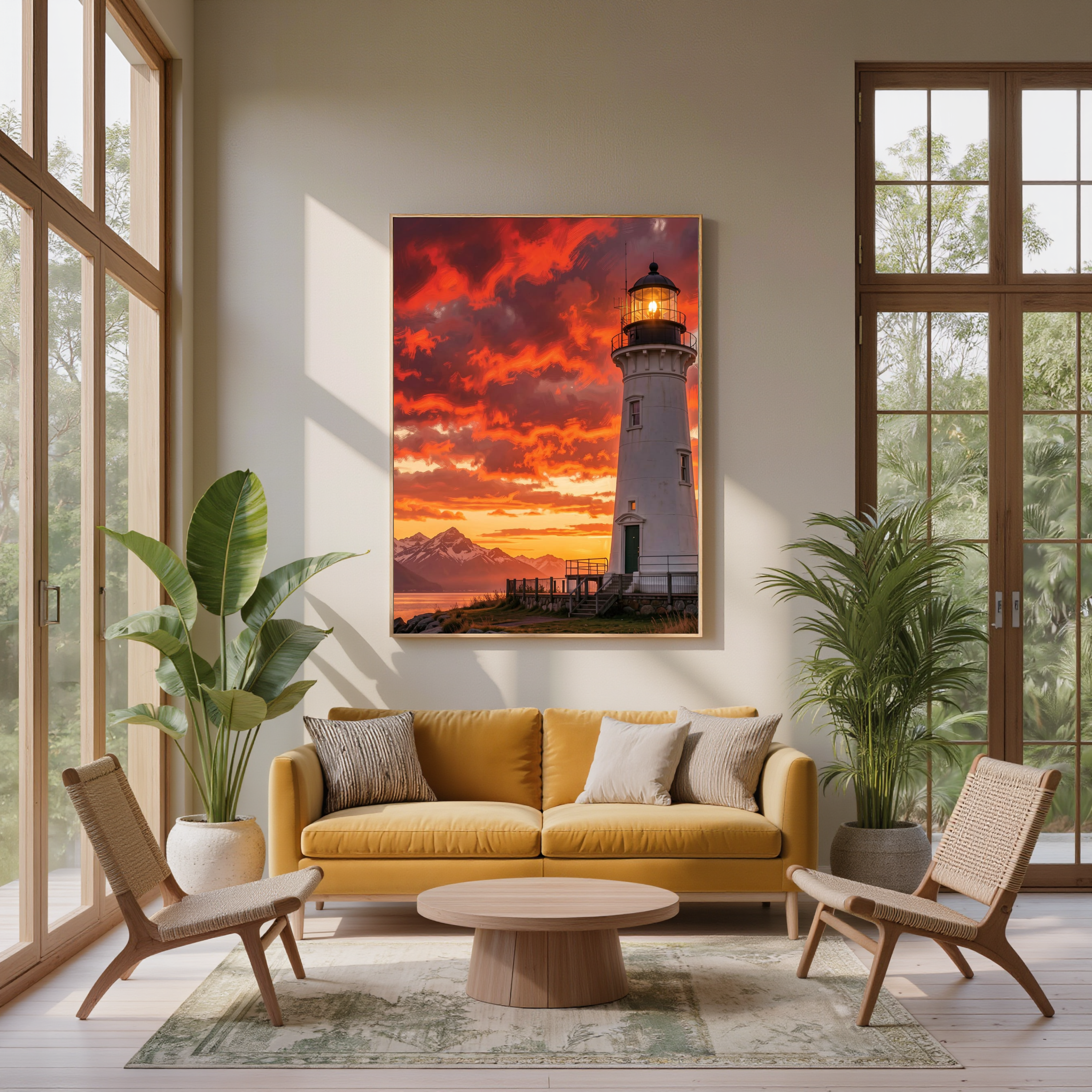 Lighthouse at Sunset — Digital Art Print