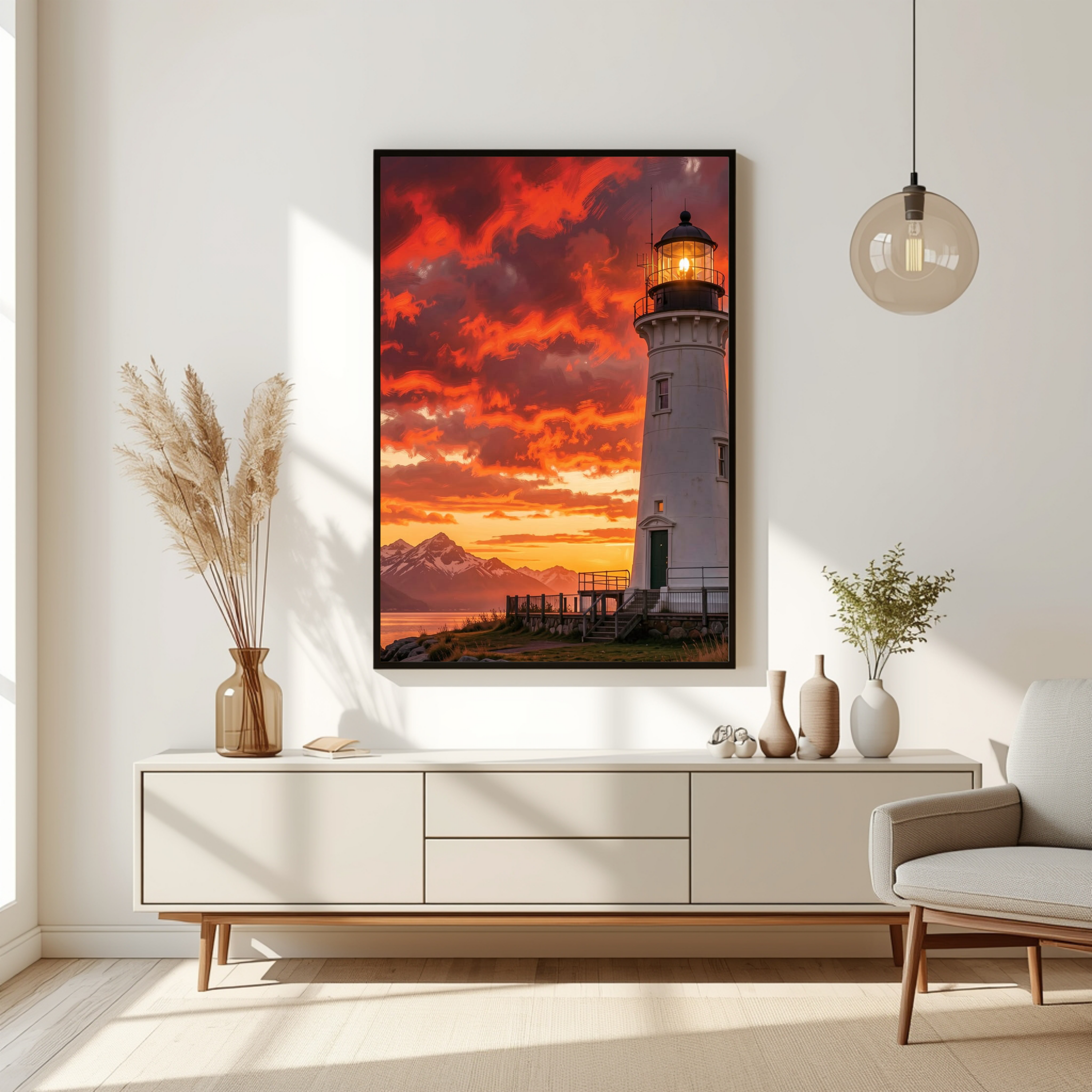 Lighthouse at Sunset — Digital Art Print
