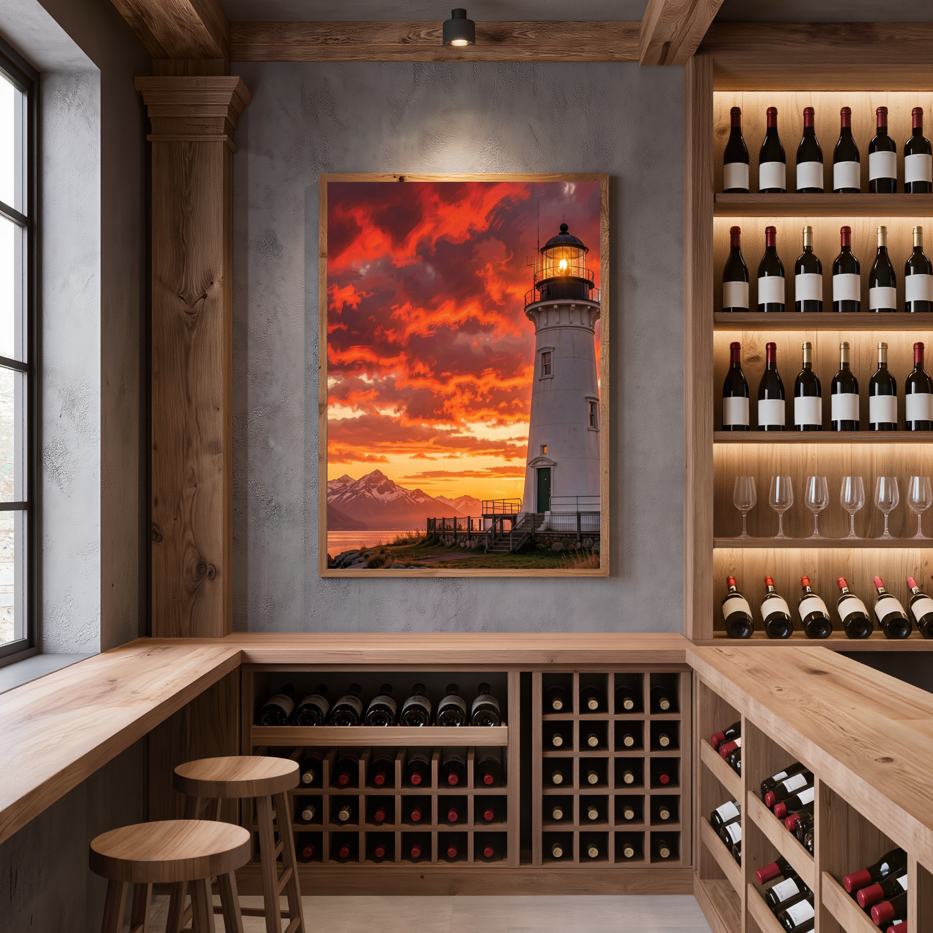 Lighthouse at Sunset — Digital Art Print