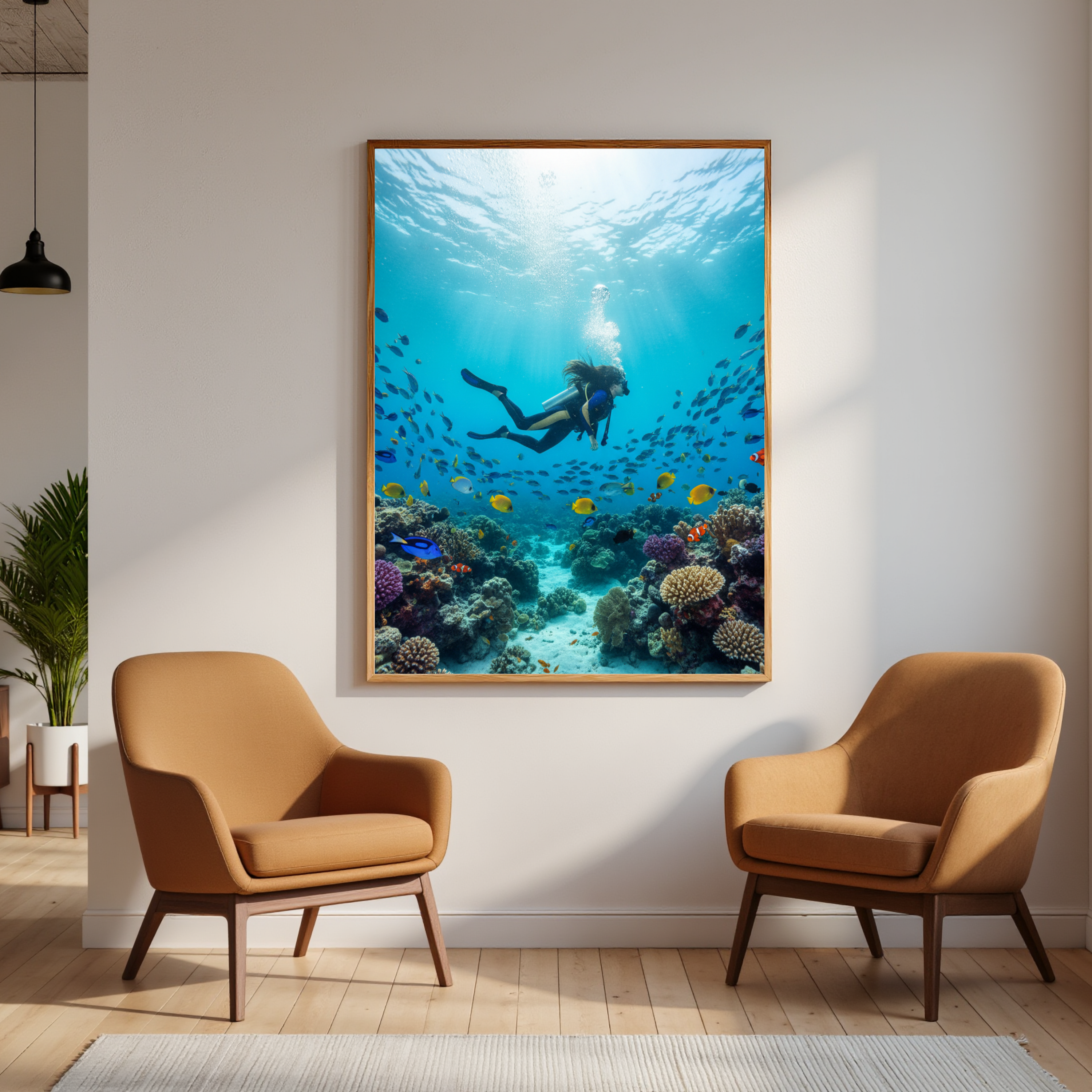 Ocean Depths Explorer – Scuba Diver & Tropical Fish Wall Art Instant Download