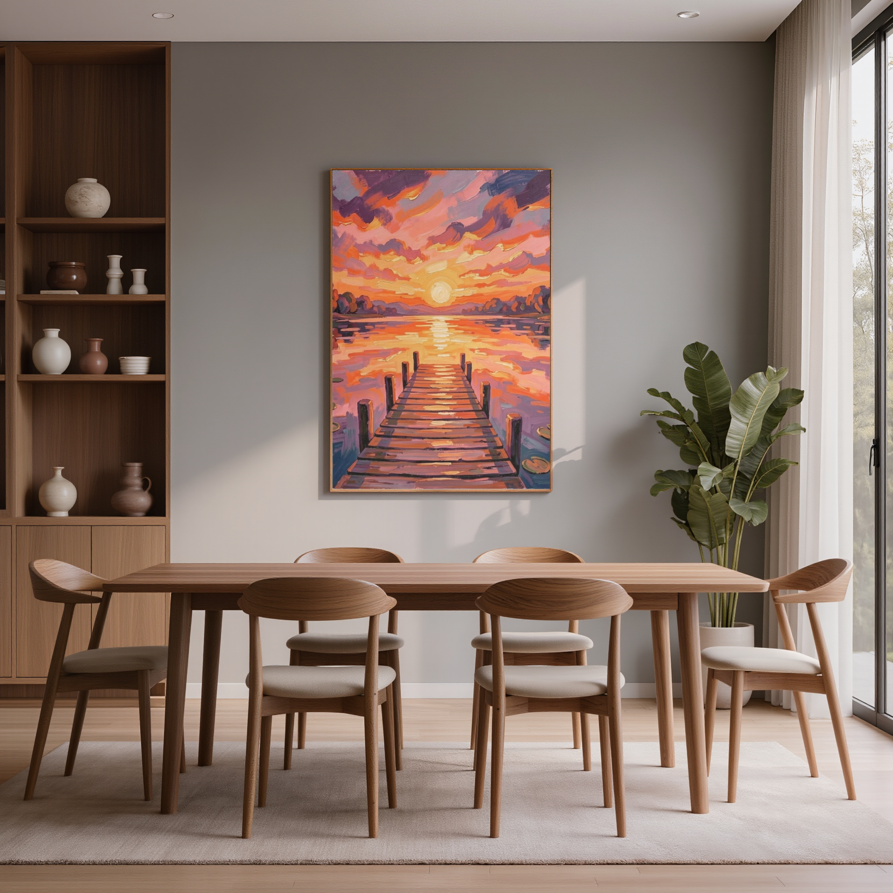 Lakeside Dock at Sunset — Digital Art Print