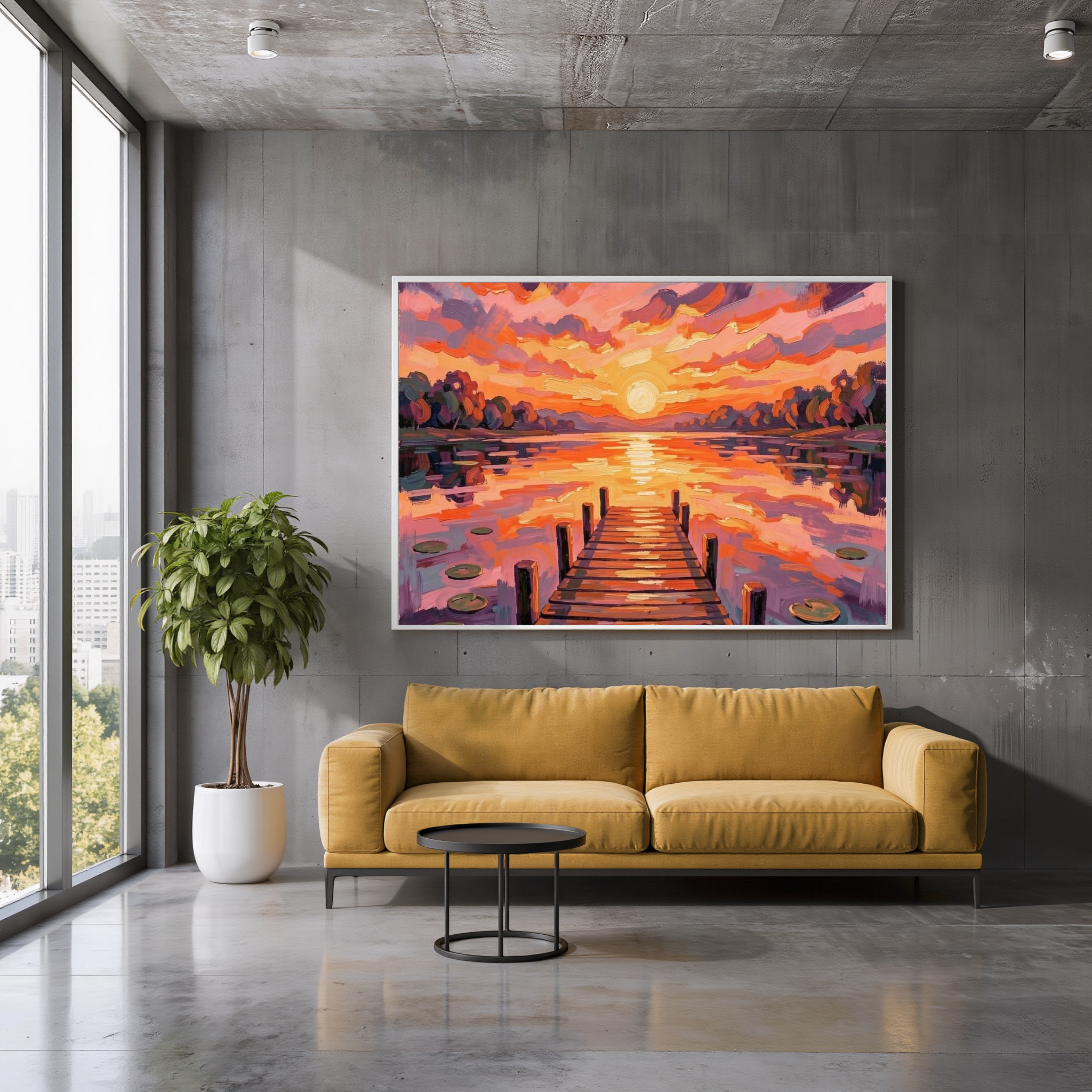 Lakeside Dock at Sunset — Digital Art Print