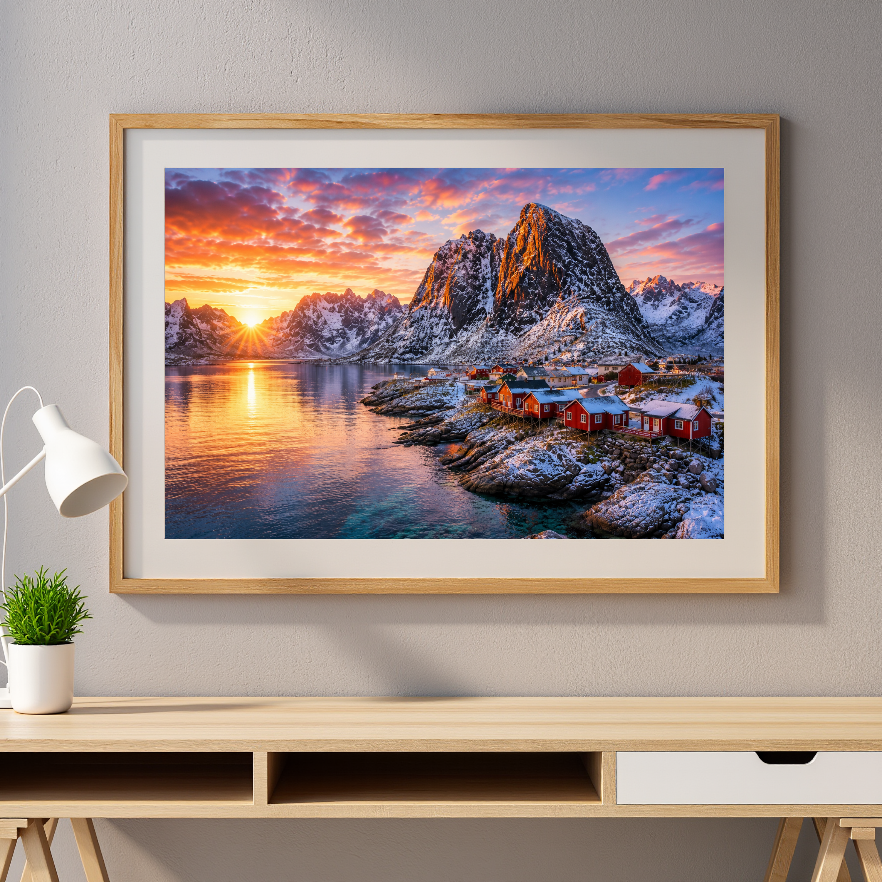 Golden Hour Over Lofoten – Norway Landscape Wall Art Instant Download