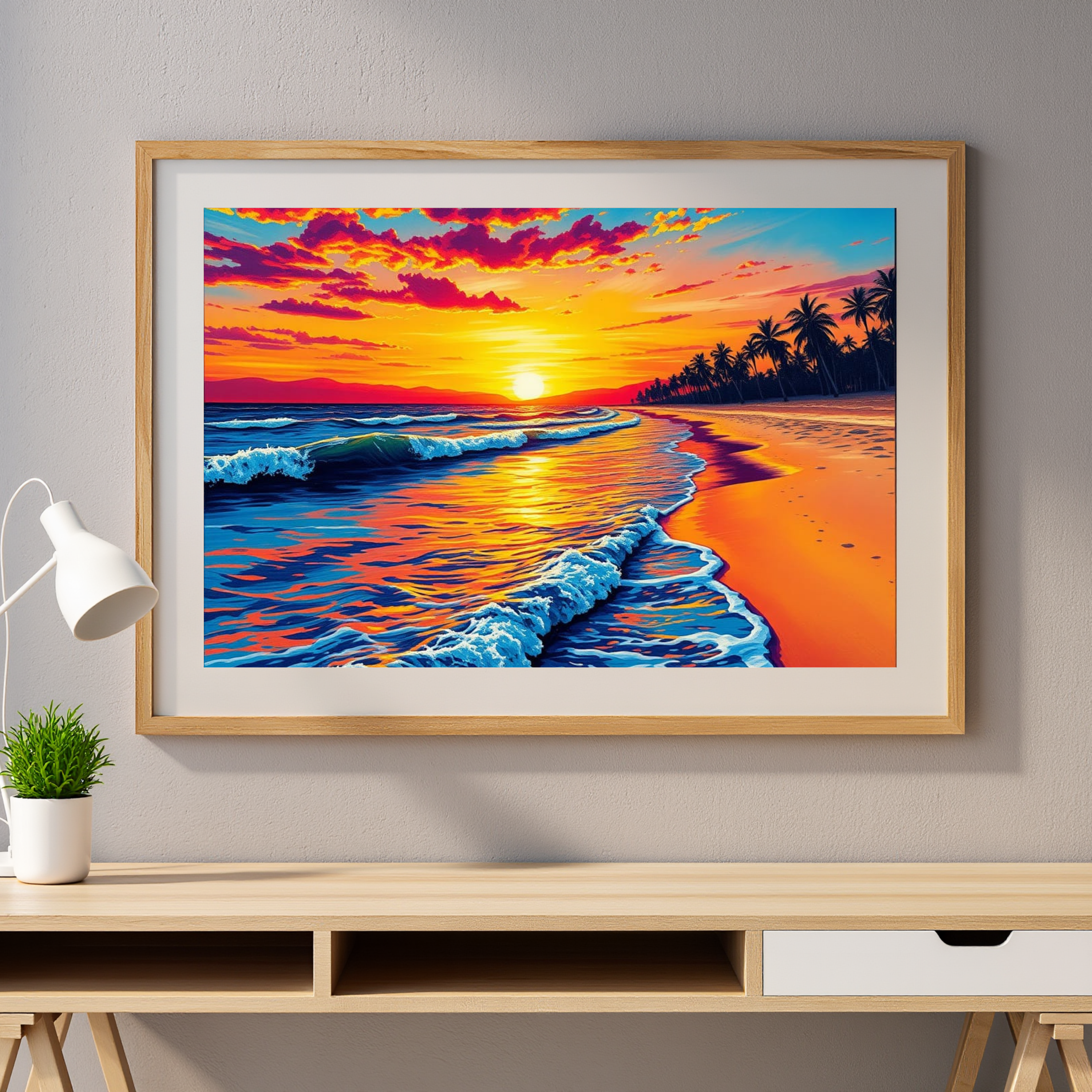 Tropical Beach Sunset — Digital Art Print