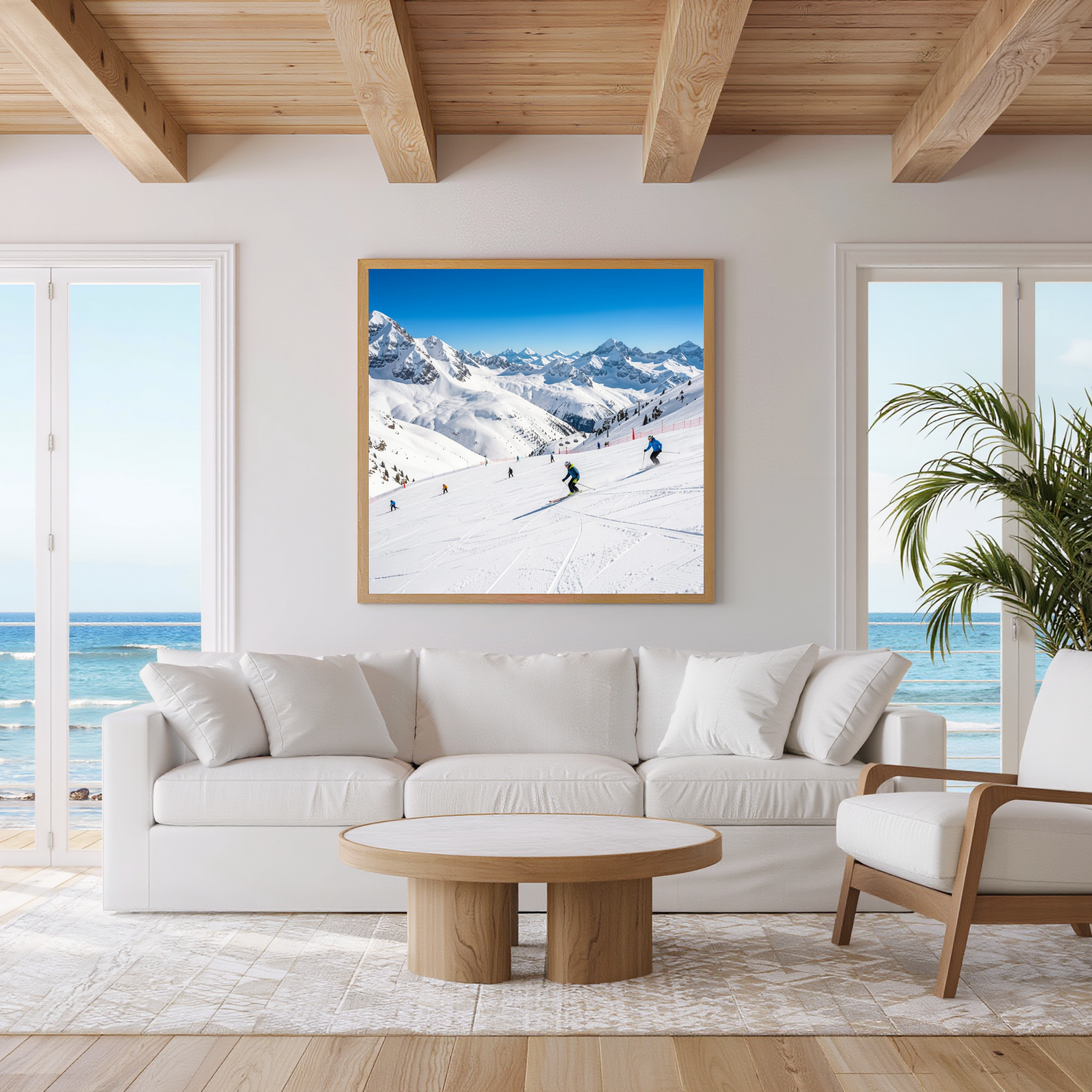 Carving the Mountain – Panoramic Ski Run Digital Art Print