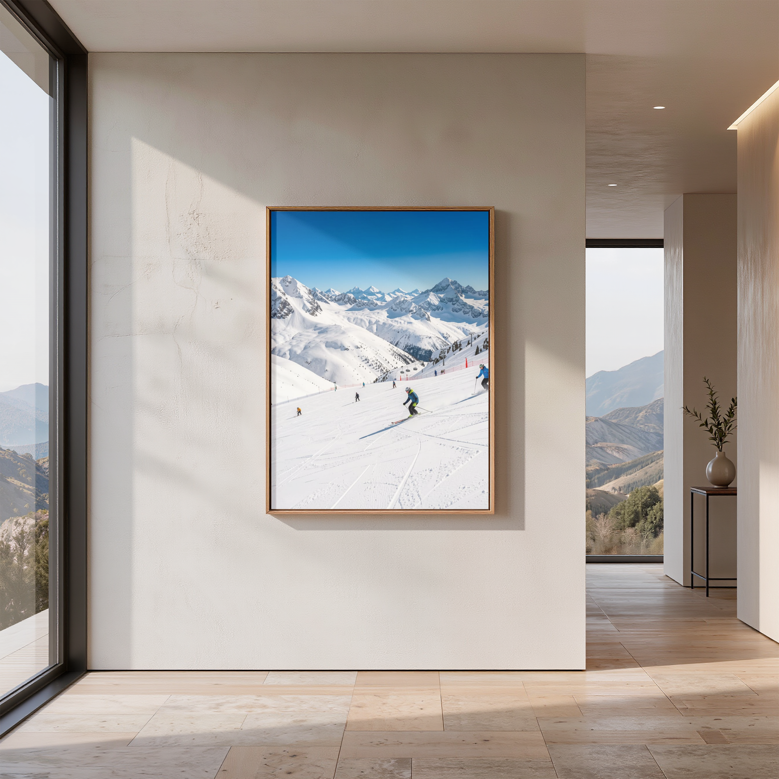 Carving the Mountain – Panoramic Ski Run Digital Art Print