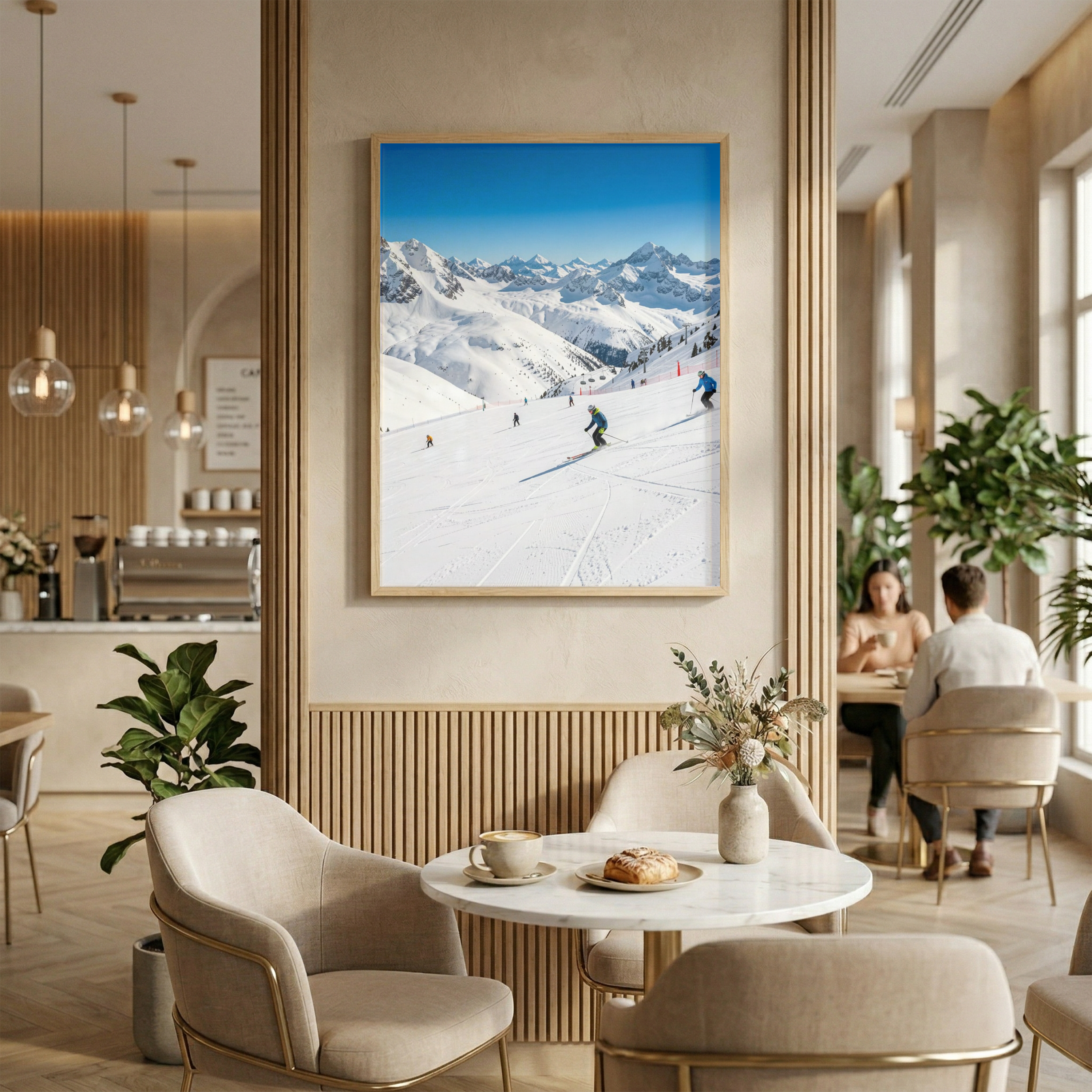 Carving the Mountain – Panoramic Ski Run Digital Art Print