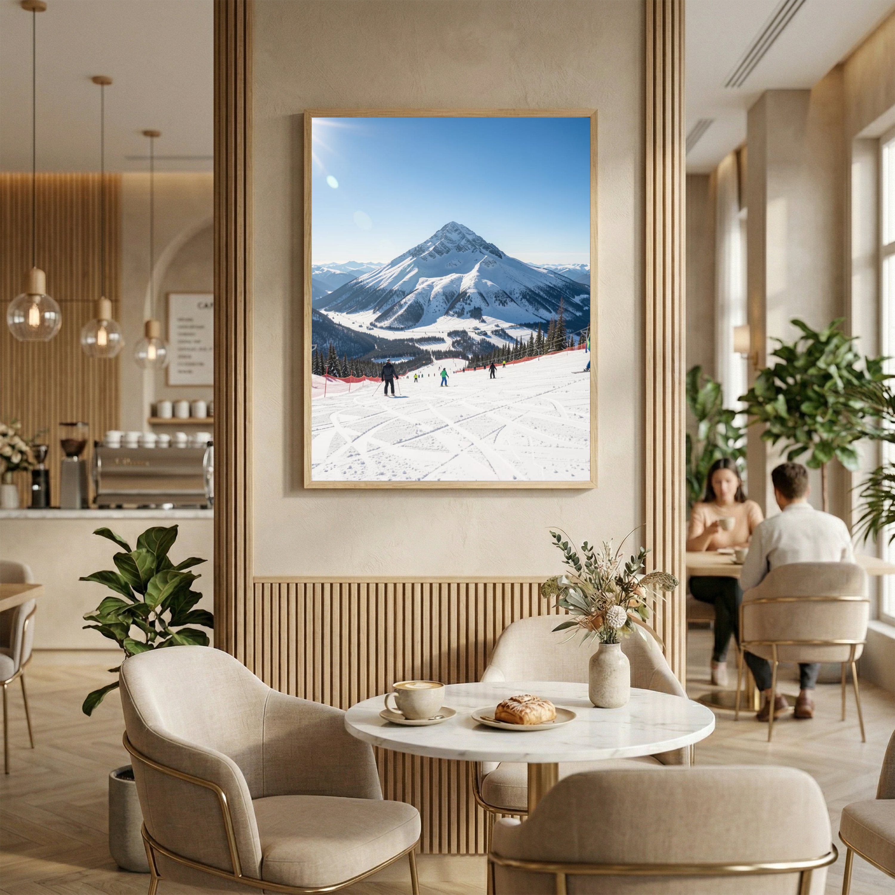 Blue Sky Summit – Sunny Ski Day Digital Art Print