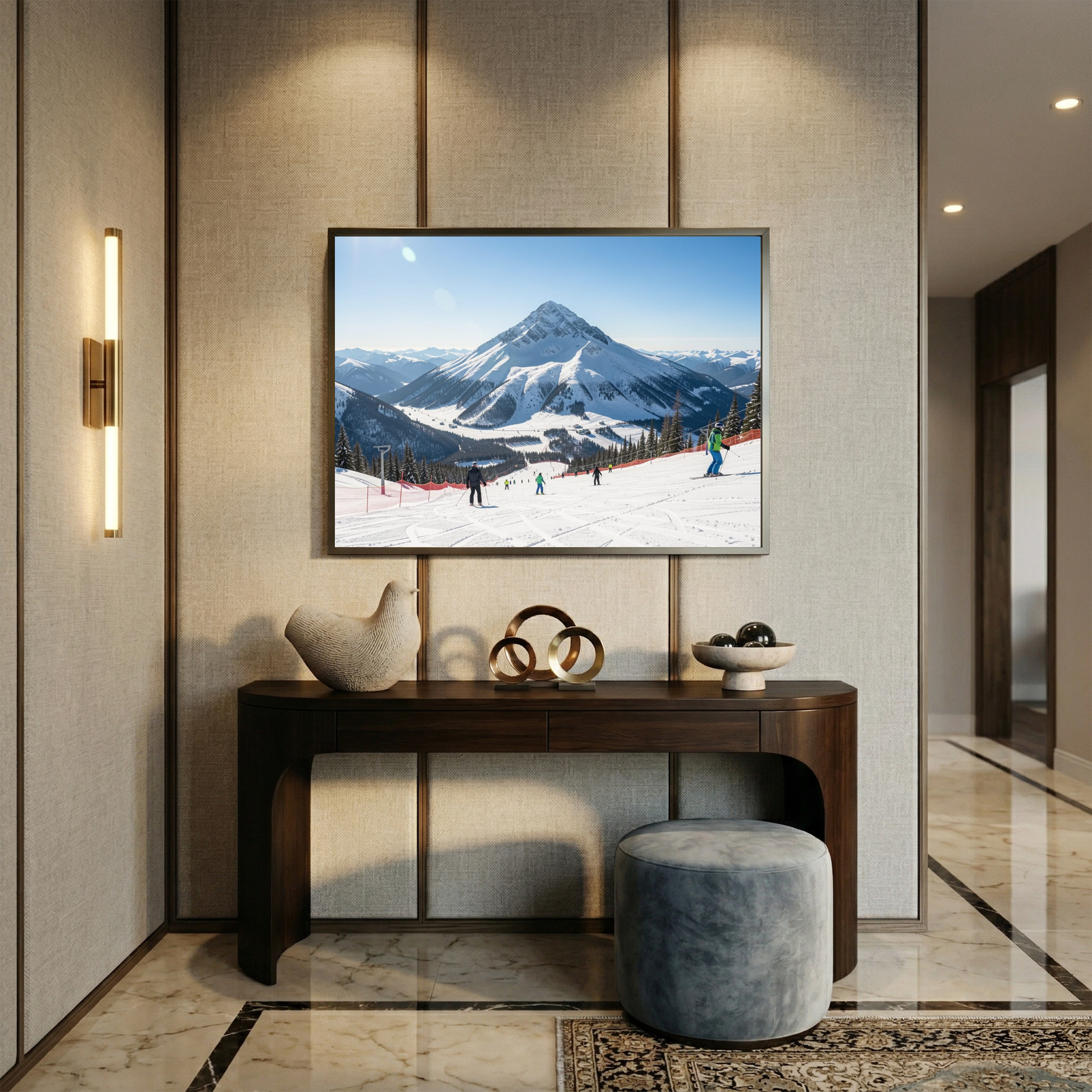 Blue Sky Summit – Sunny Ski Day Digital Art Print