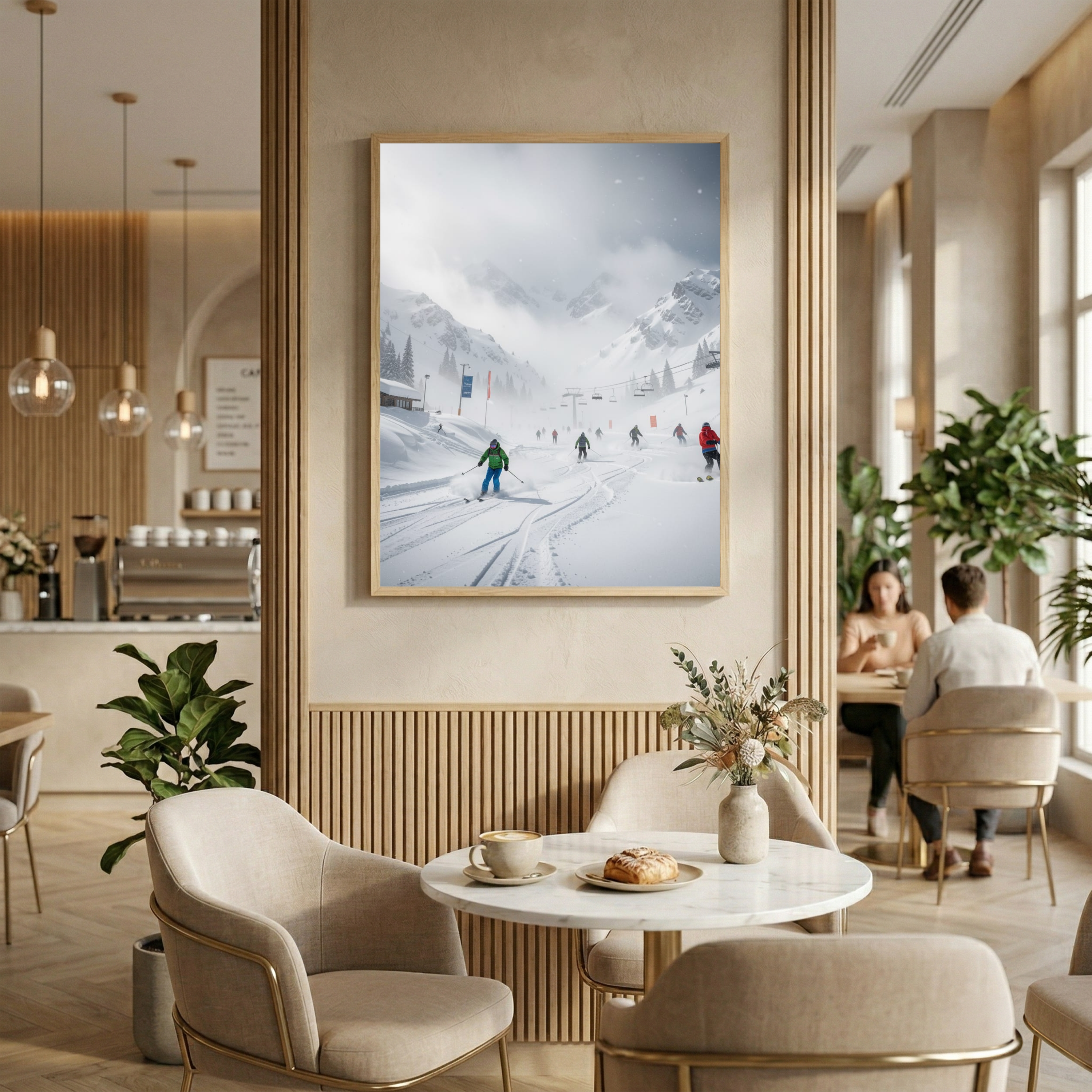 Powder Day – Alpine Ski Resort Digital Art Print