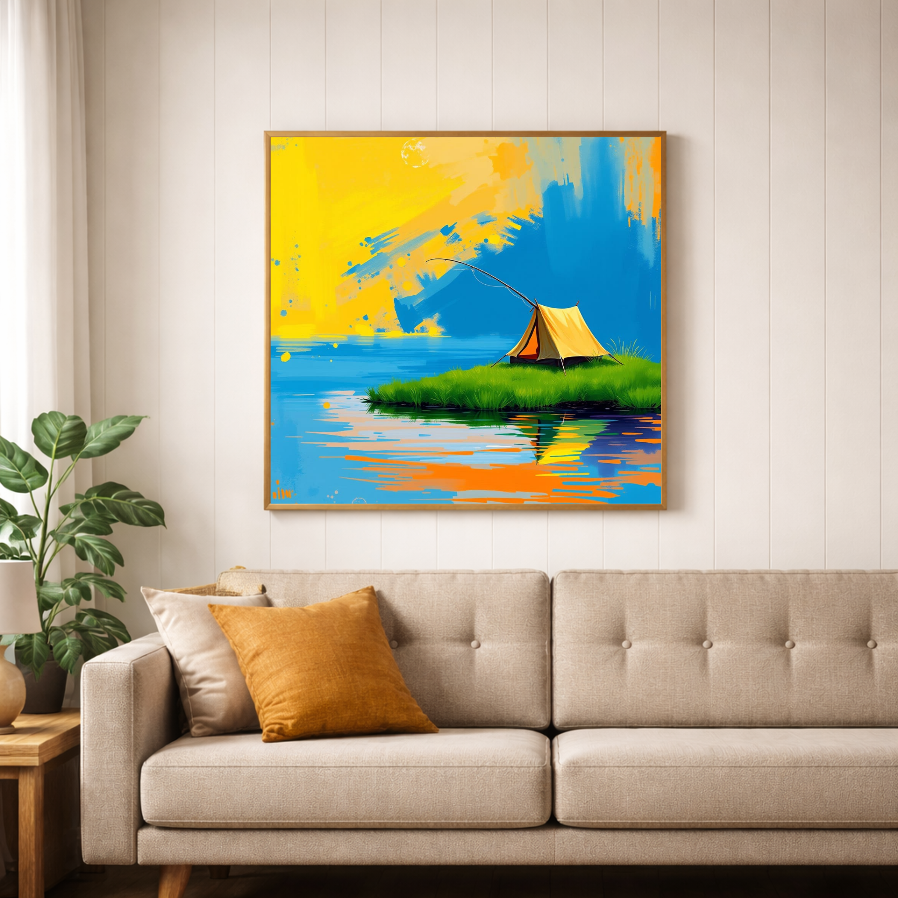 Lone Tent on the Lake — Digital Art Print
