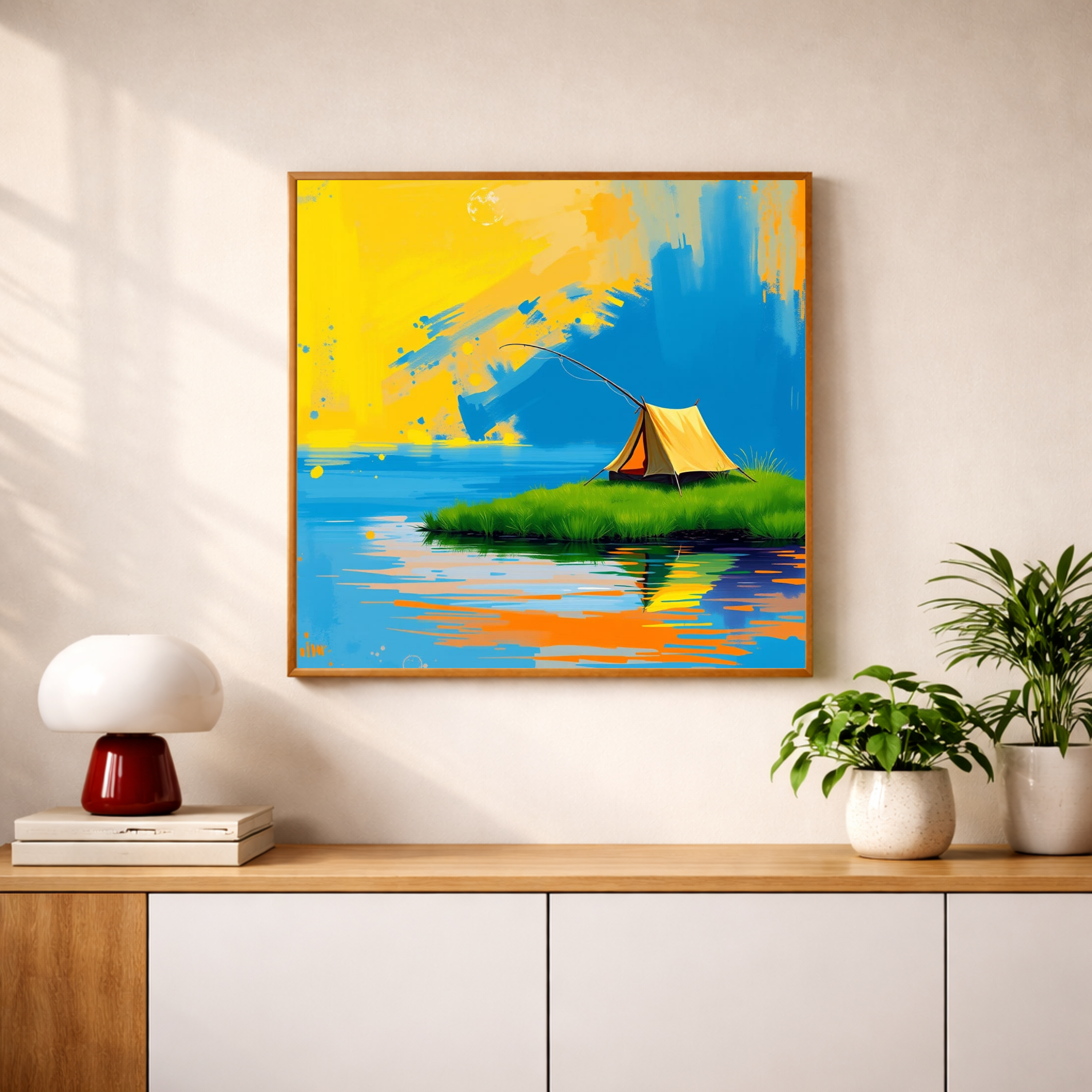 Lone Tent on the Lake — Digital Art Print