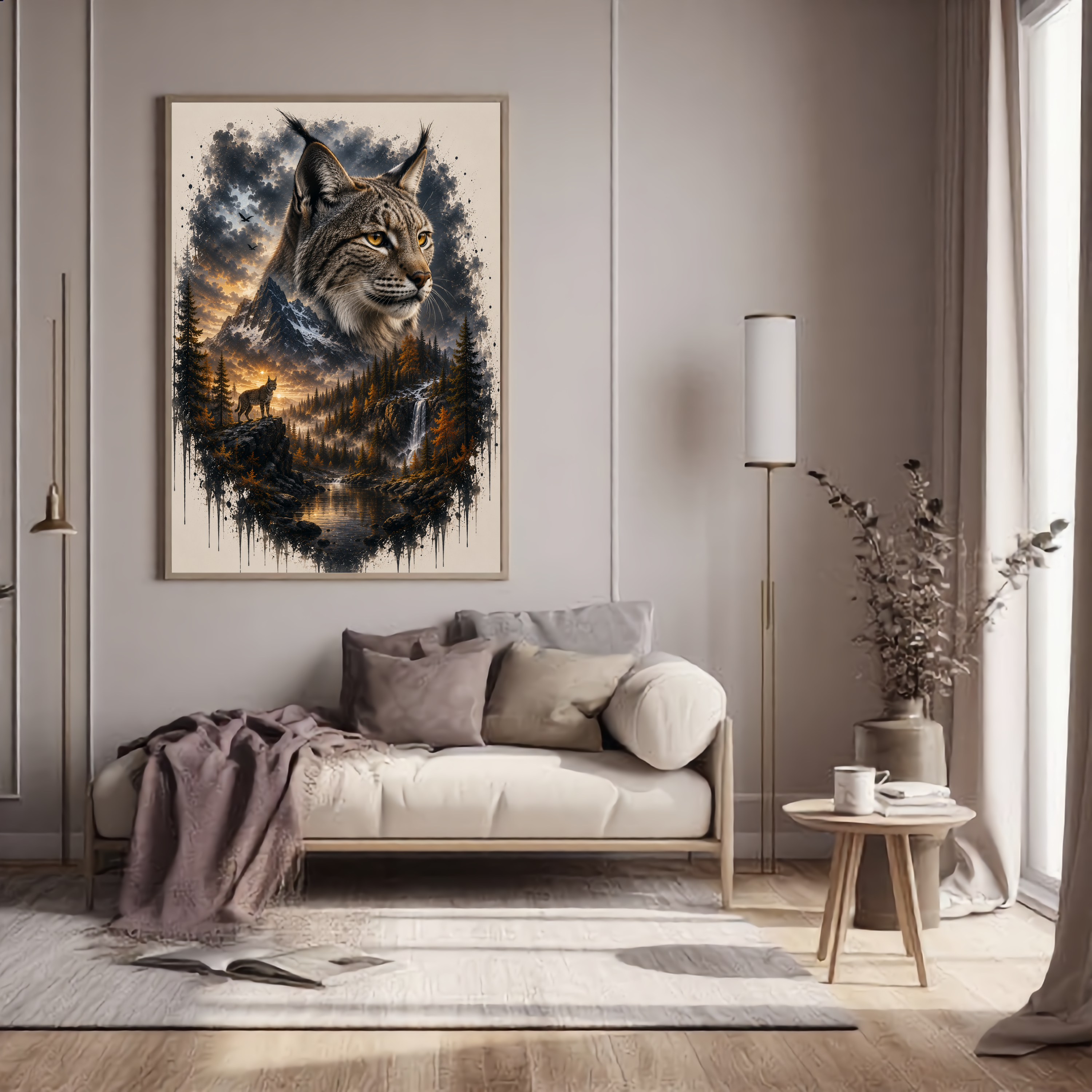 Lynx at Twilight – Mystical Wildlife Digital Art Print
