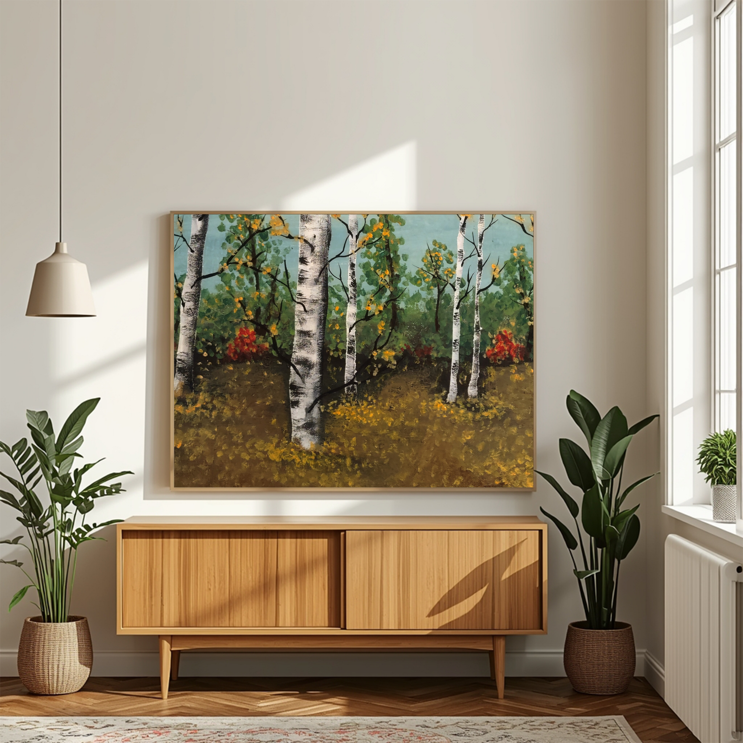Autumn Birch Forest – Original Acrylic Painting Digital Art Print