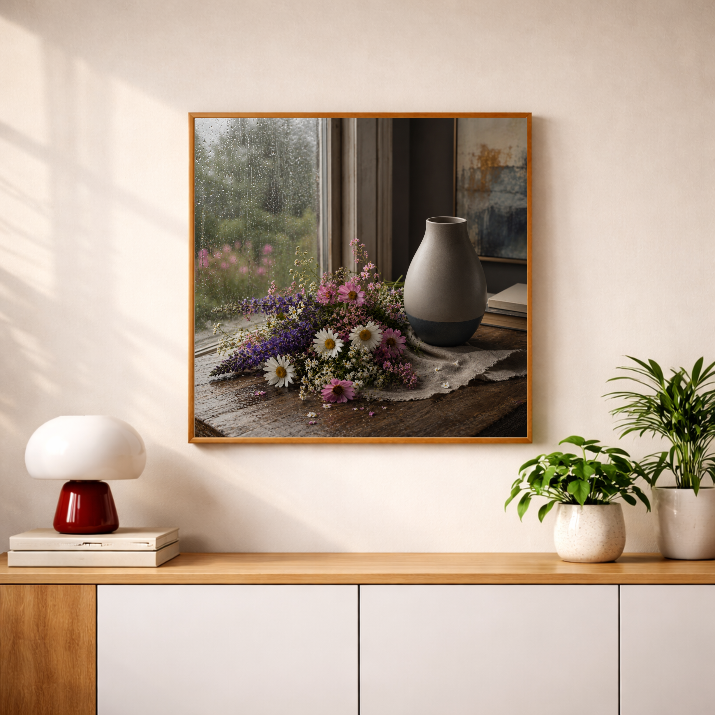 Soft Rain & Wildflowers – Floral Still Life Wall Art Instant Download