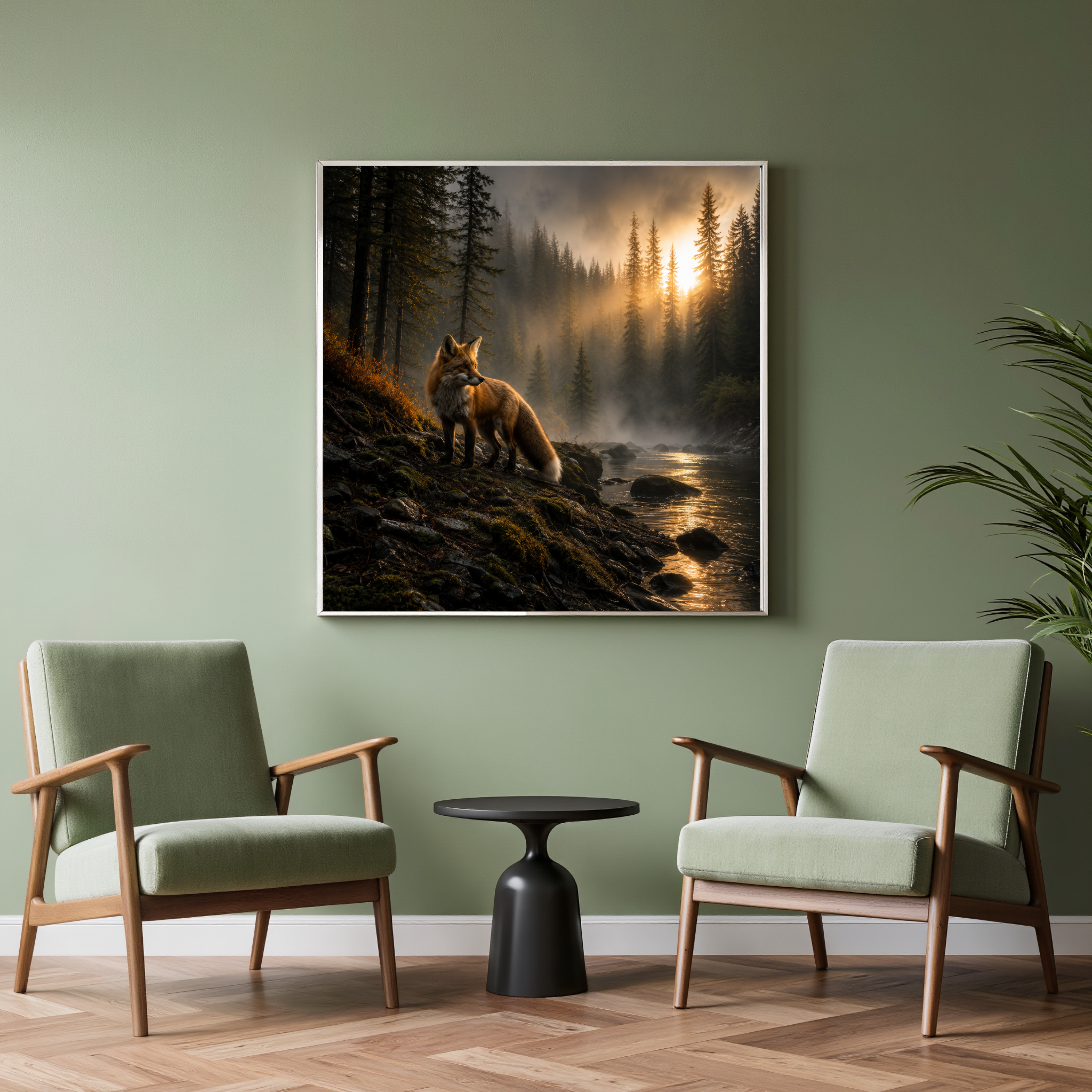 Red Fox in the Misty Forest – Wildlife Wall Art Instant Download