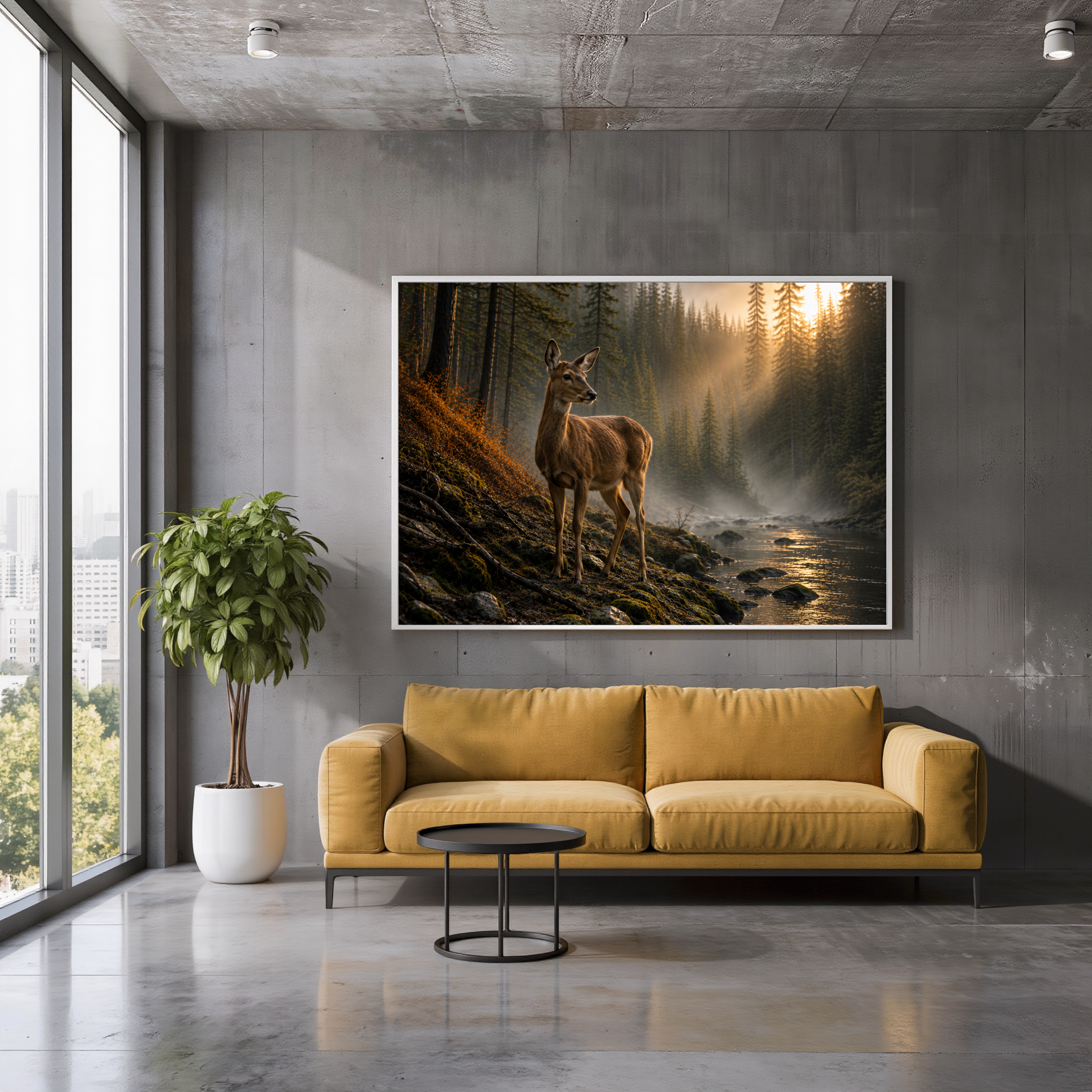 Doe in the Misty Forest – Wildlife Wall Art Instant Download