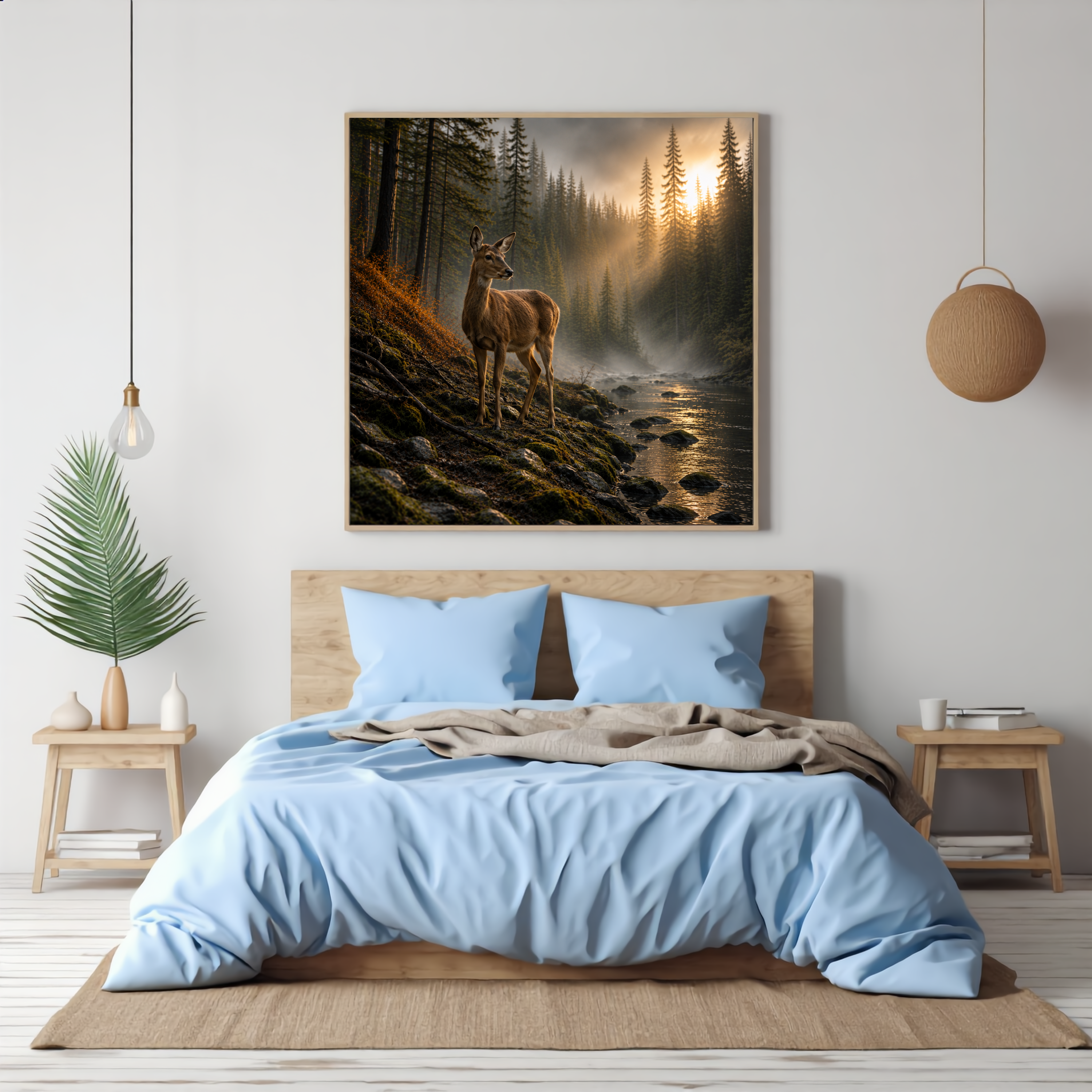 Doe in the Misty Forest – Wildlife Wall Art Instant Download