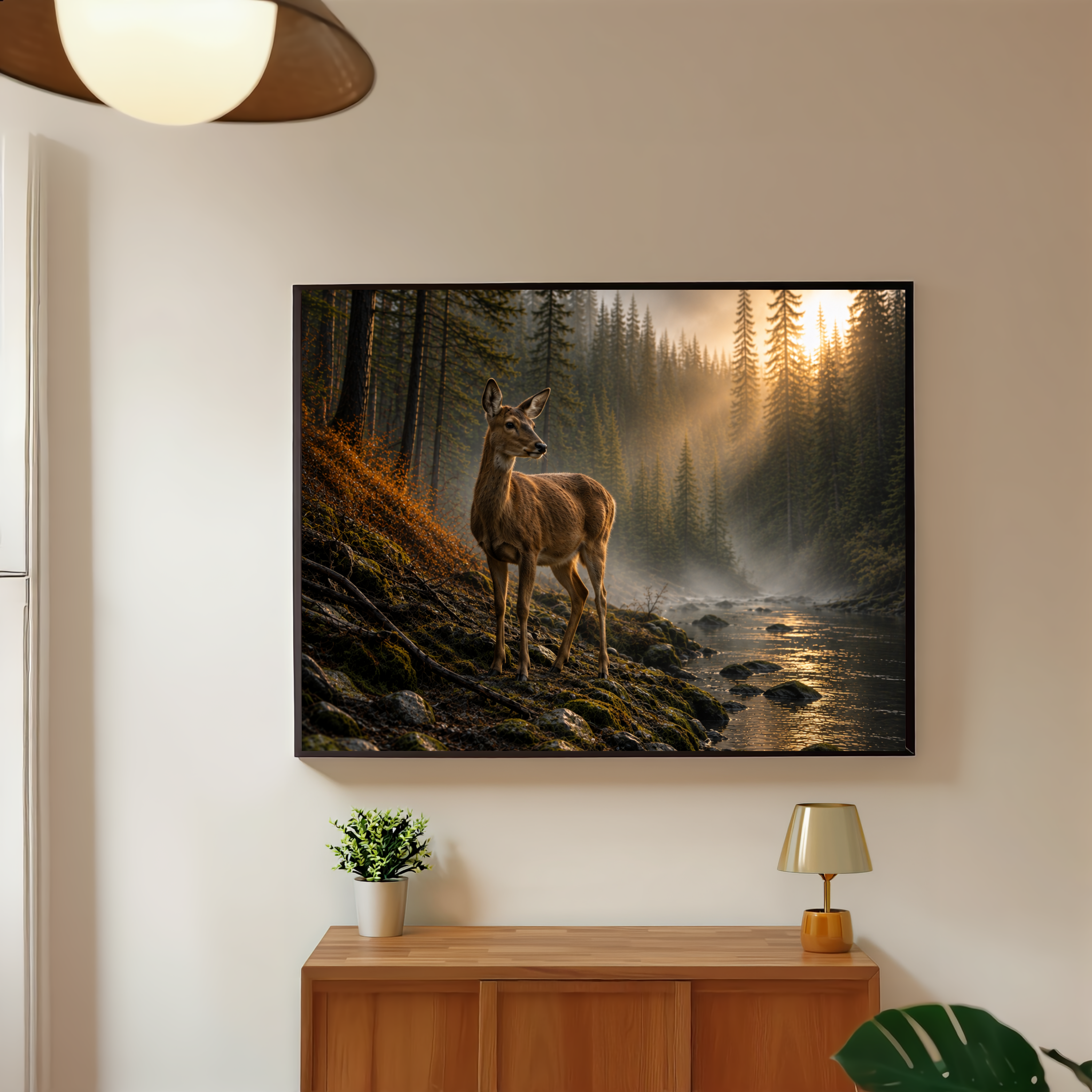 Doe in the Misty Forest – Wildlife Wall Art Instant Download