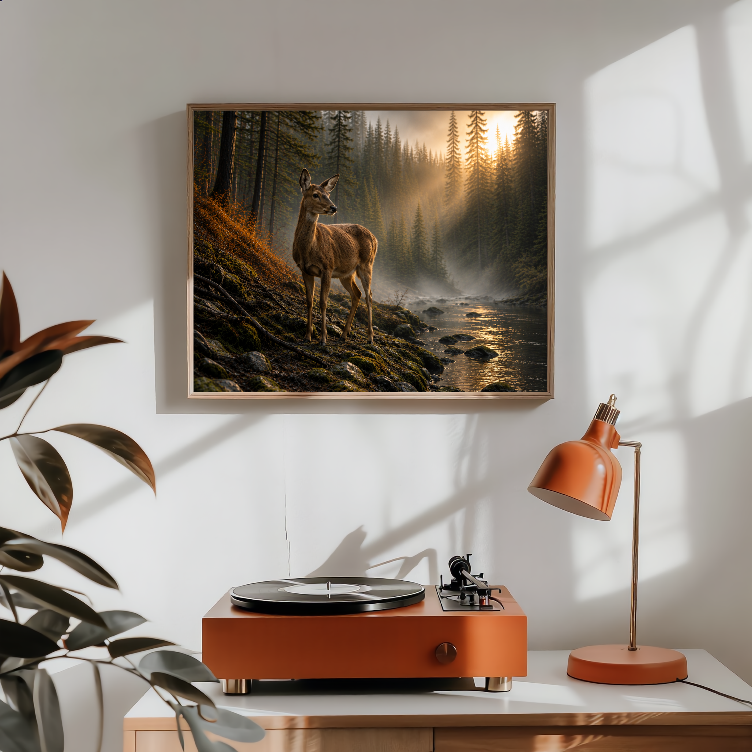 Doe in the Misty Forest – Wildlife Wall Art Instant Download