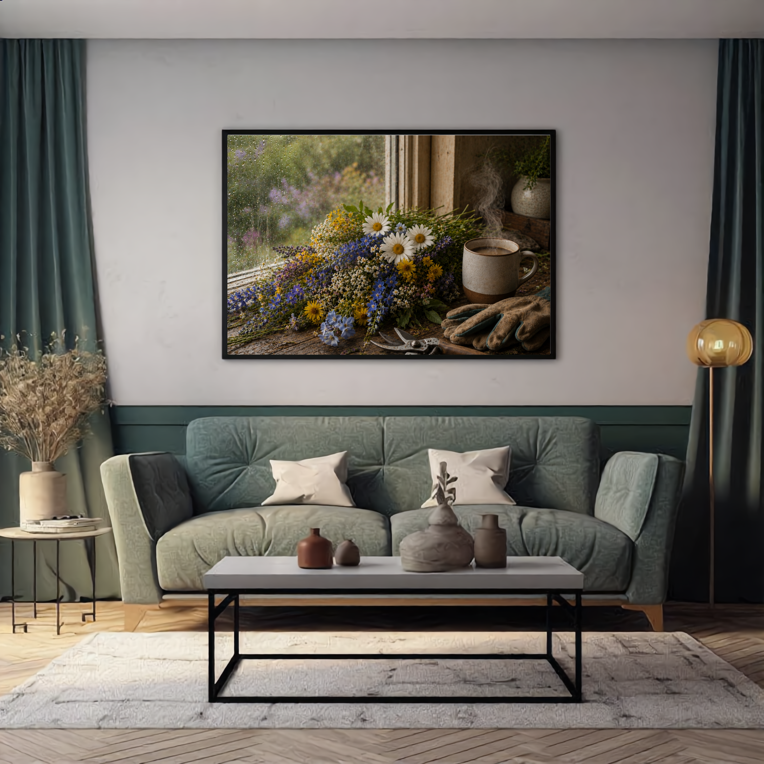 Rainy Day Wildflowers – Cottage Garden Digital Art Print