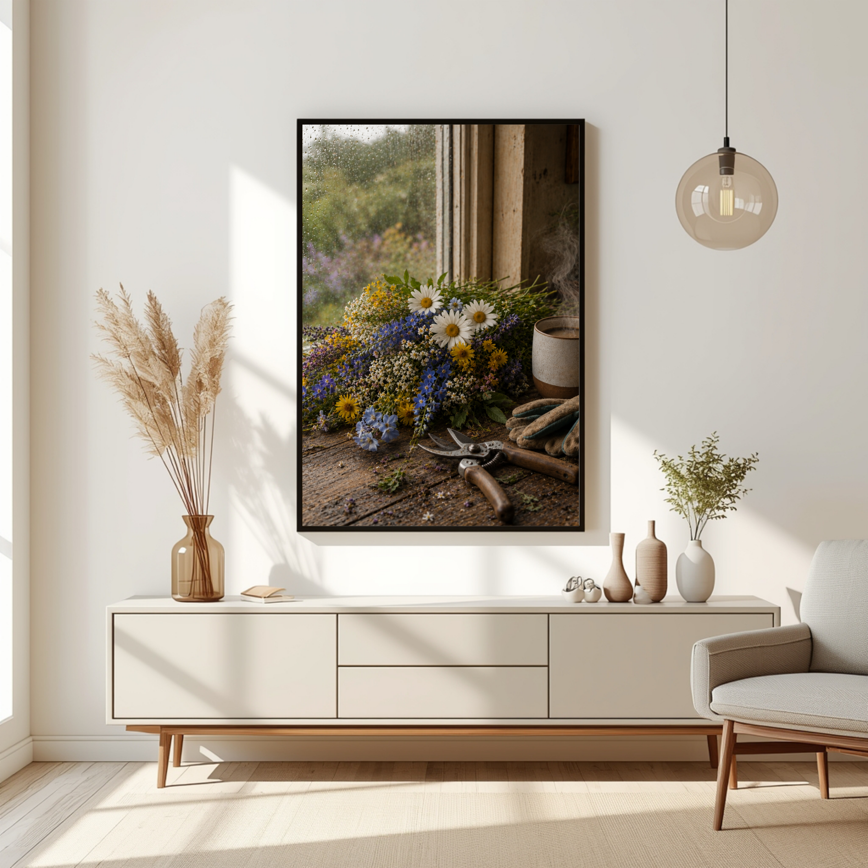 Rainy Day Wildflowers – Cottage Garden Digital Art Print