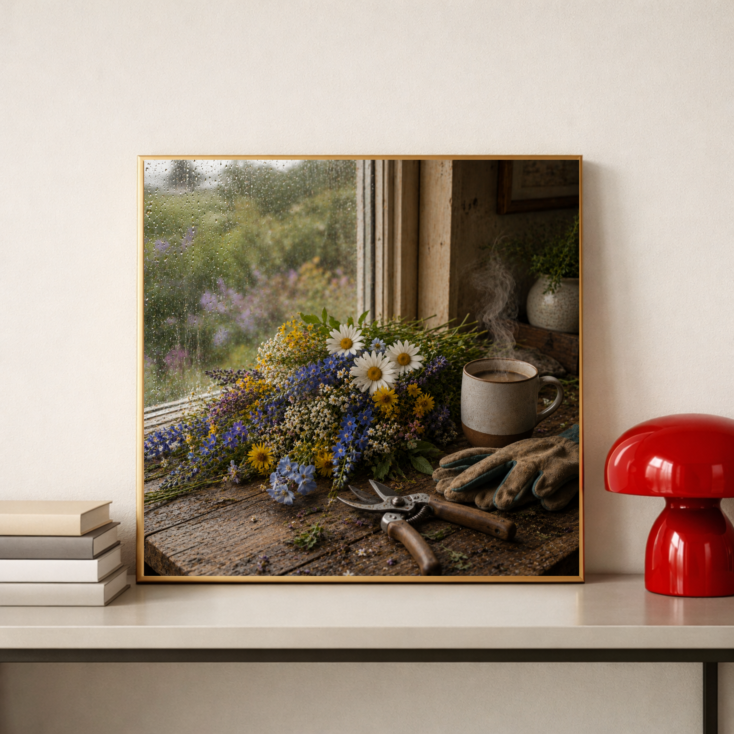 Rainy Day Wildflowers – Cottage Garden Digital Art Print