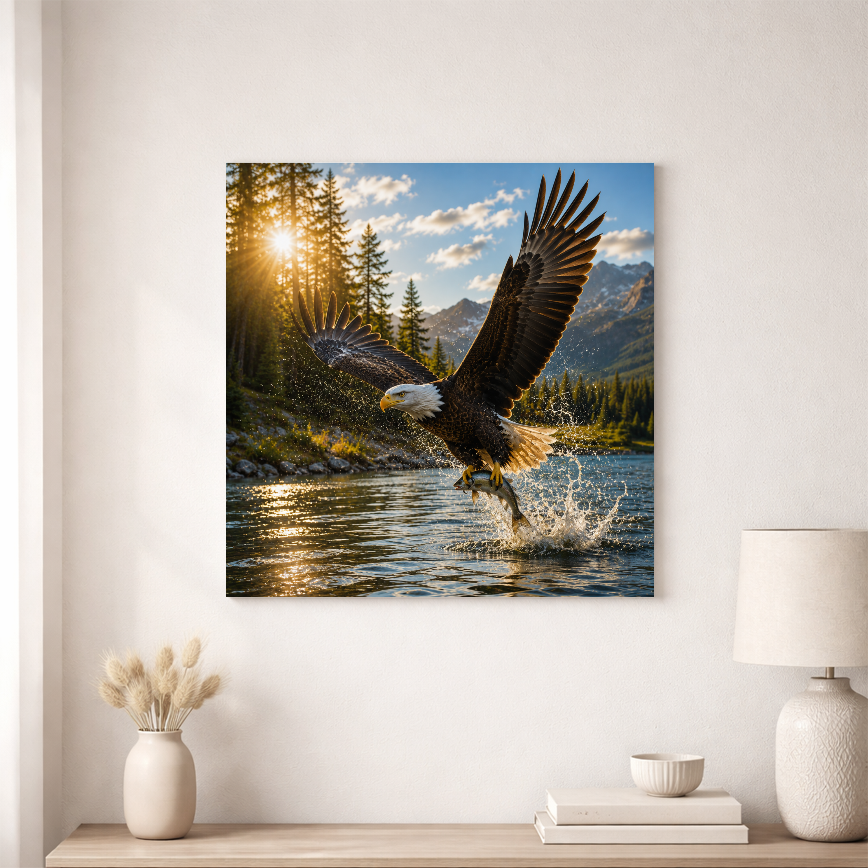 Bald Eagle Diving for the Catch – Wildlife Wall Art Instant Download