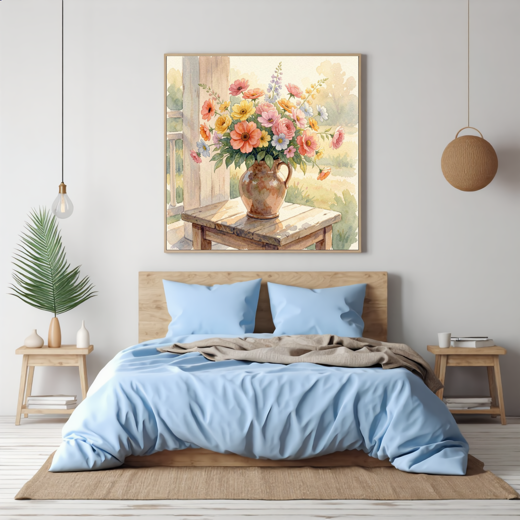 Pink Peonies & Cottage Flowers – Watercolour Art Print