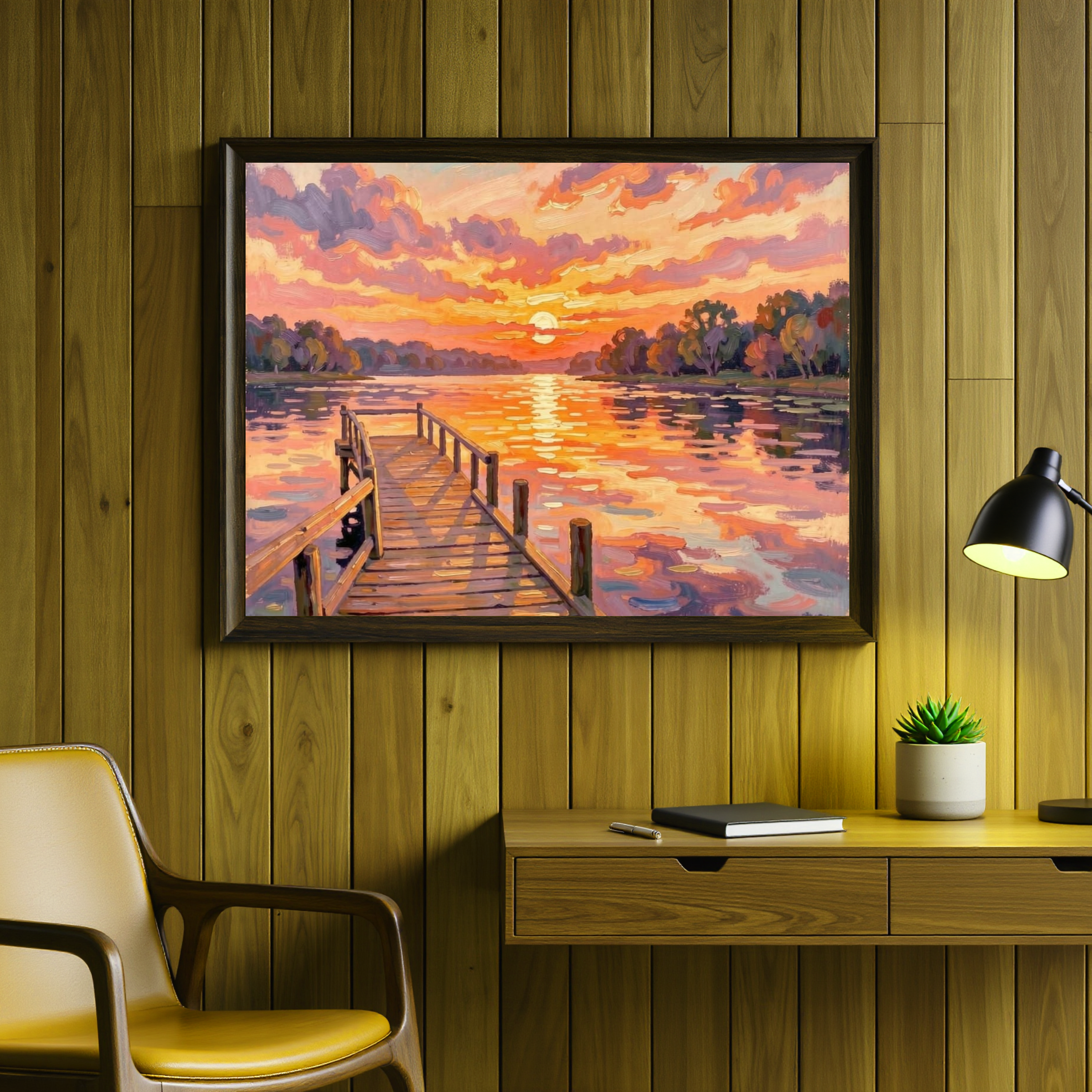 Soft Sunset Dock — Digital Art Print