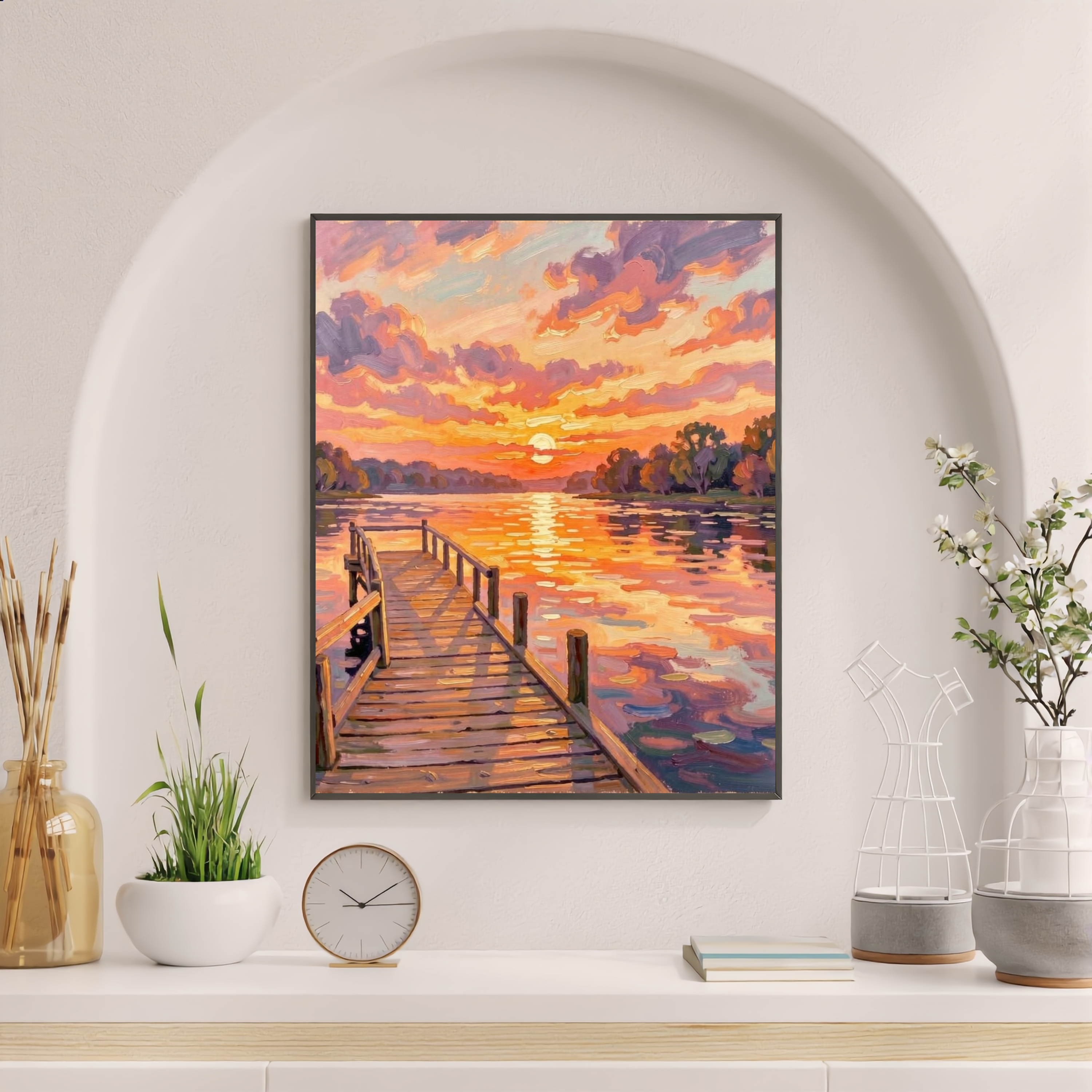 Soft Sunset Dock — Digital Art Print